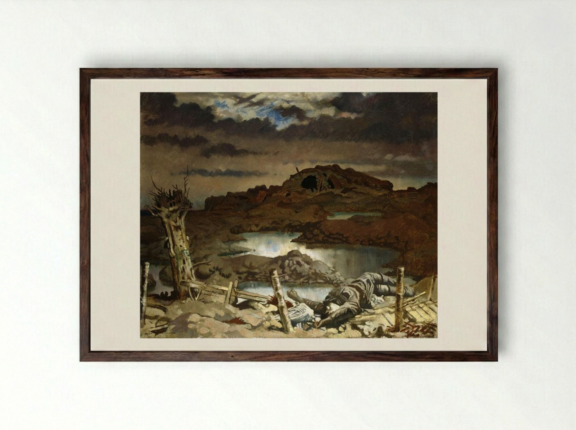 Zonnebeke 1918 - William Orpen - Framed Print Dark Wood