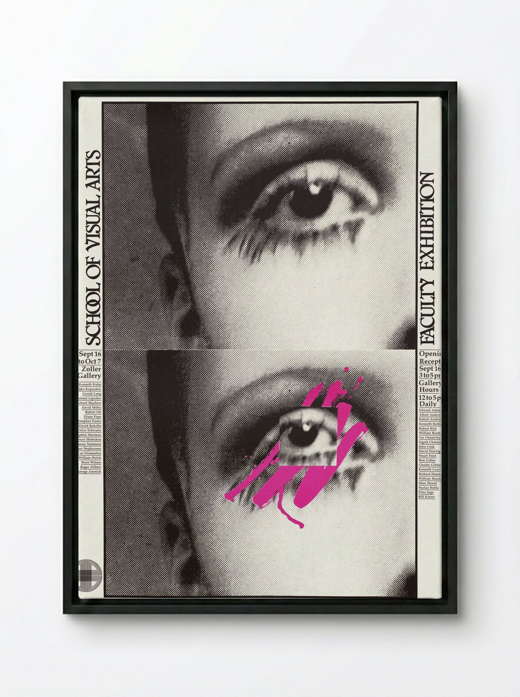 School of Visual Arts Faculty Exhibition Poster - Fine Art Print - Framed Canvas Black