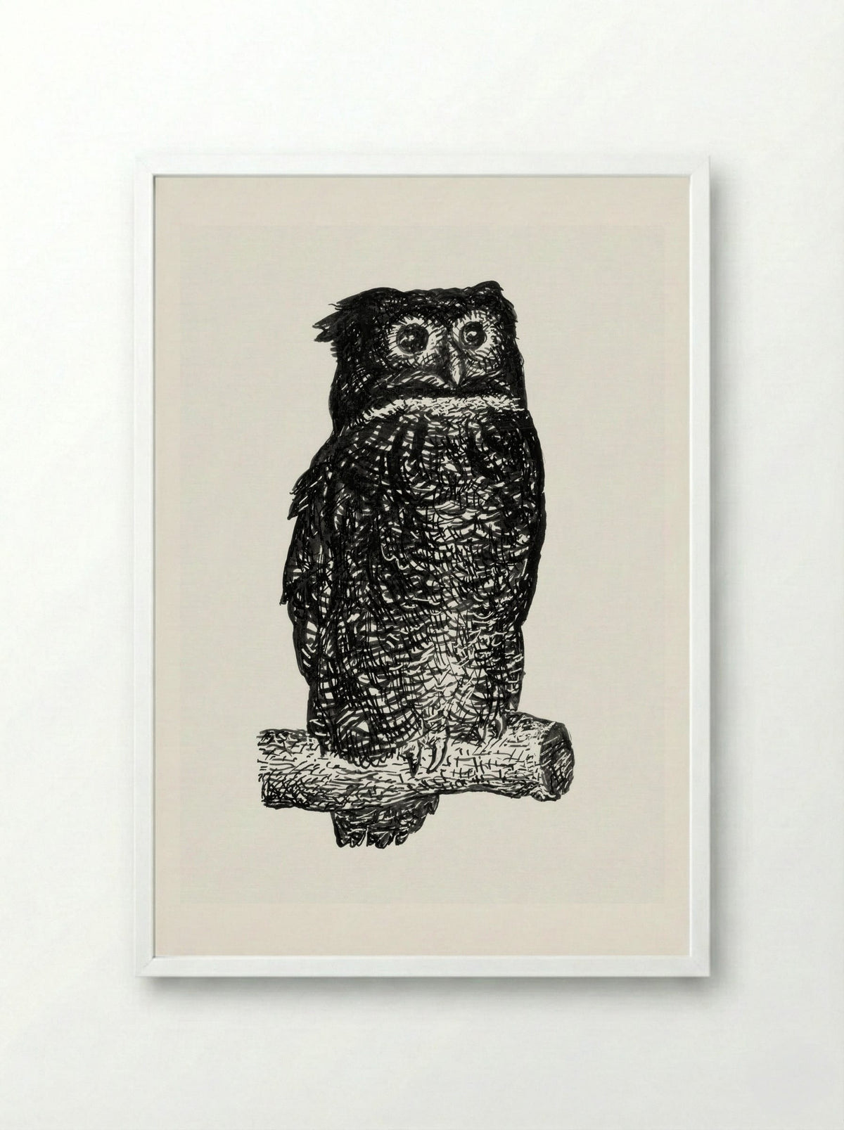 Owl - Leo Gestel - Framed Print White