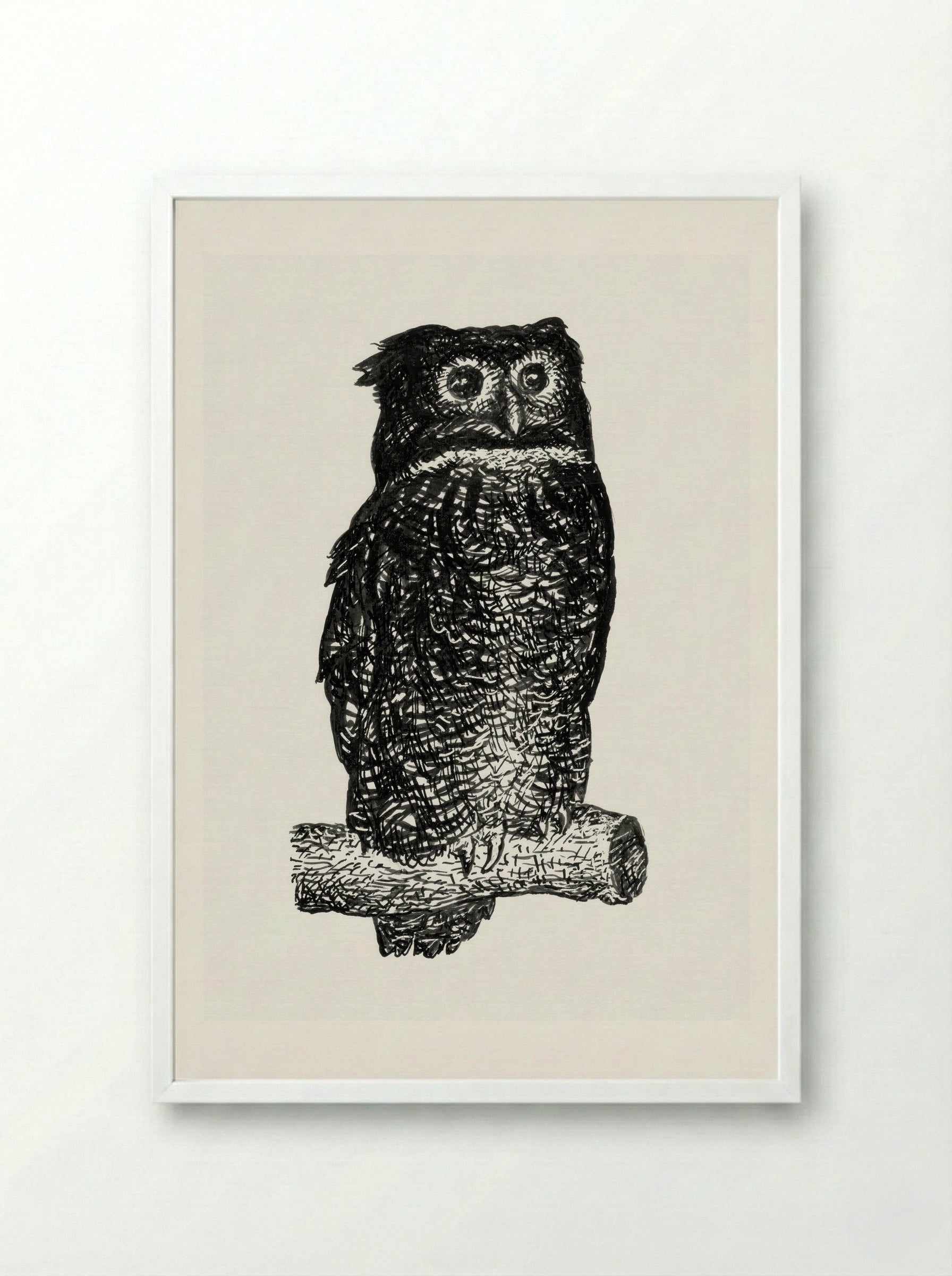 Owl - Leo Gestel - Framed Print White