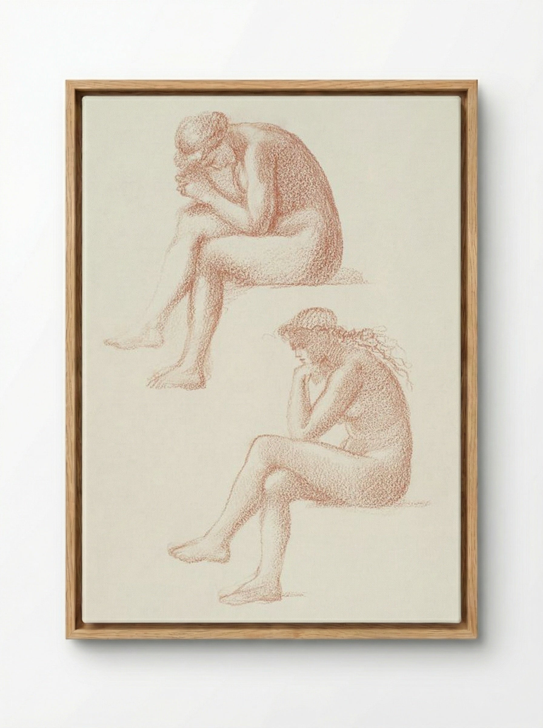 Two Studies for the Figure on the Right (From 'The Lament') - Edward Burne-Jones - Framed Canvas Wood