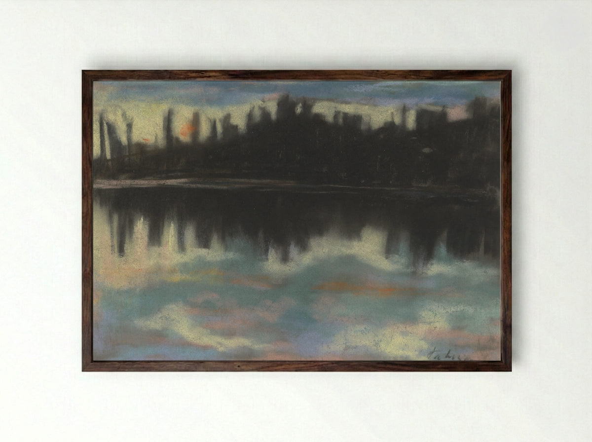 Dark Riverbank - Zolo Palugyay - Framed Print Dark Wood