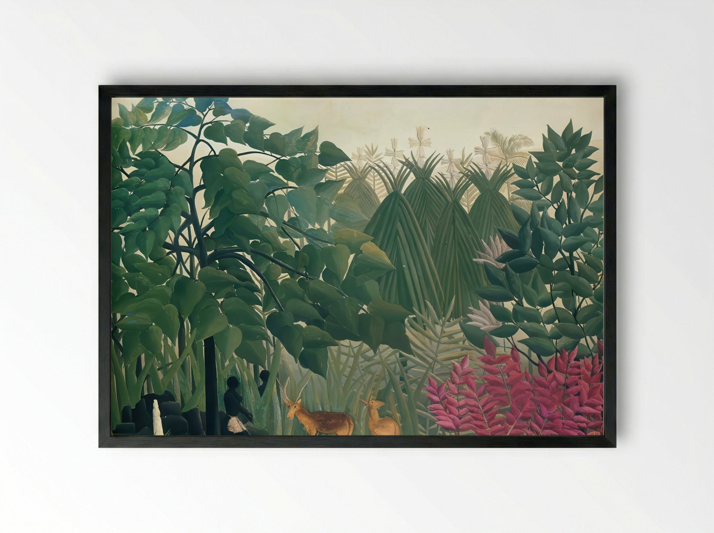 The Waterfall by Henri Rousseau – Naïve Art Jungle Landscape Print - Framed Print Black