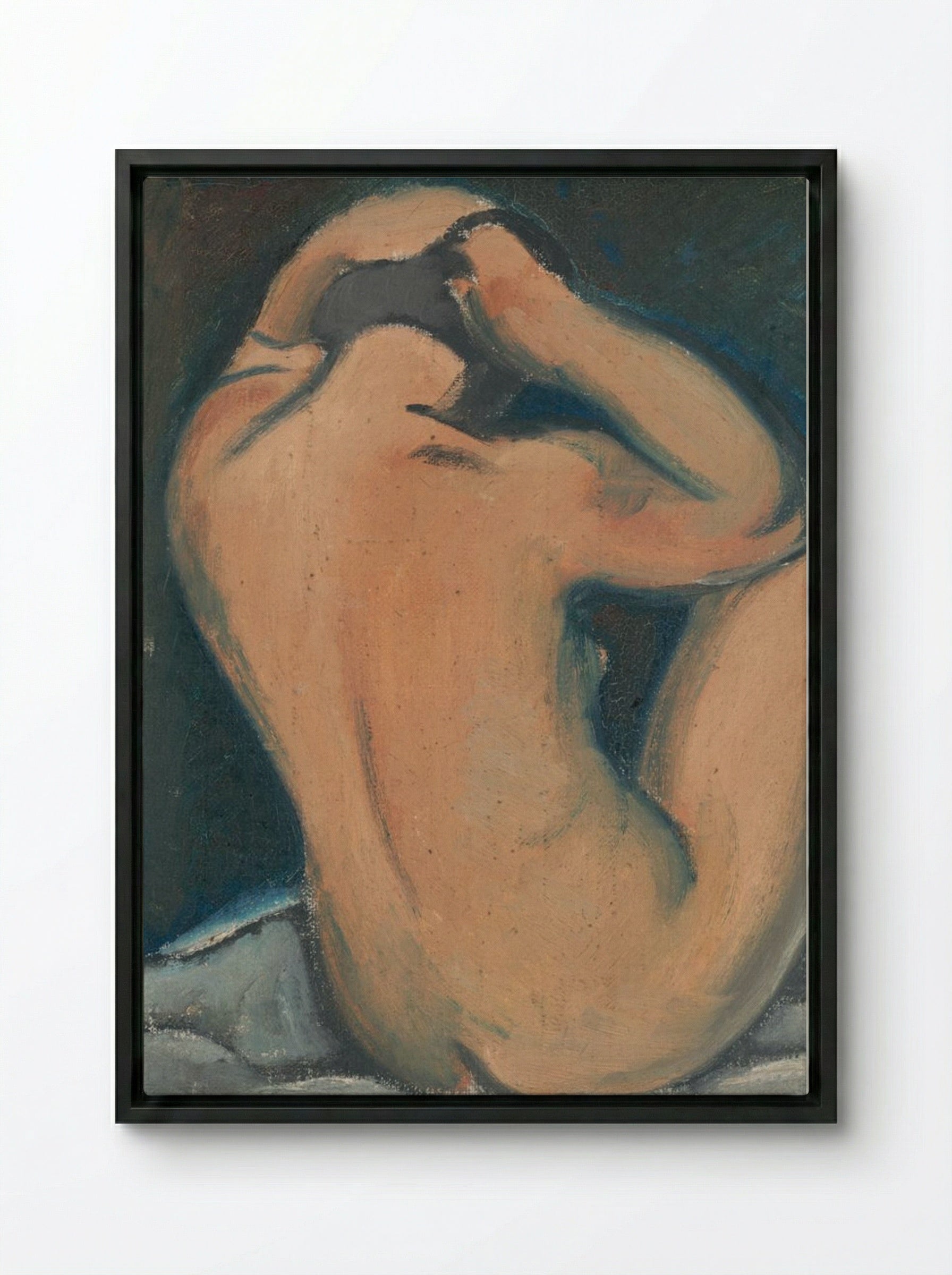 Study of a Nude - Mikuláš Galanda - Framed Canvas Black