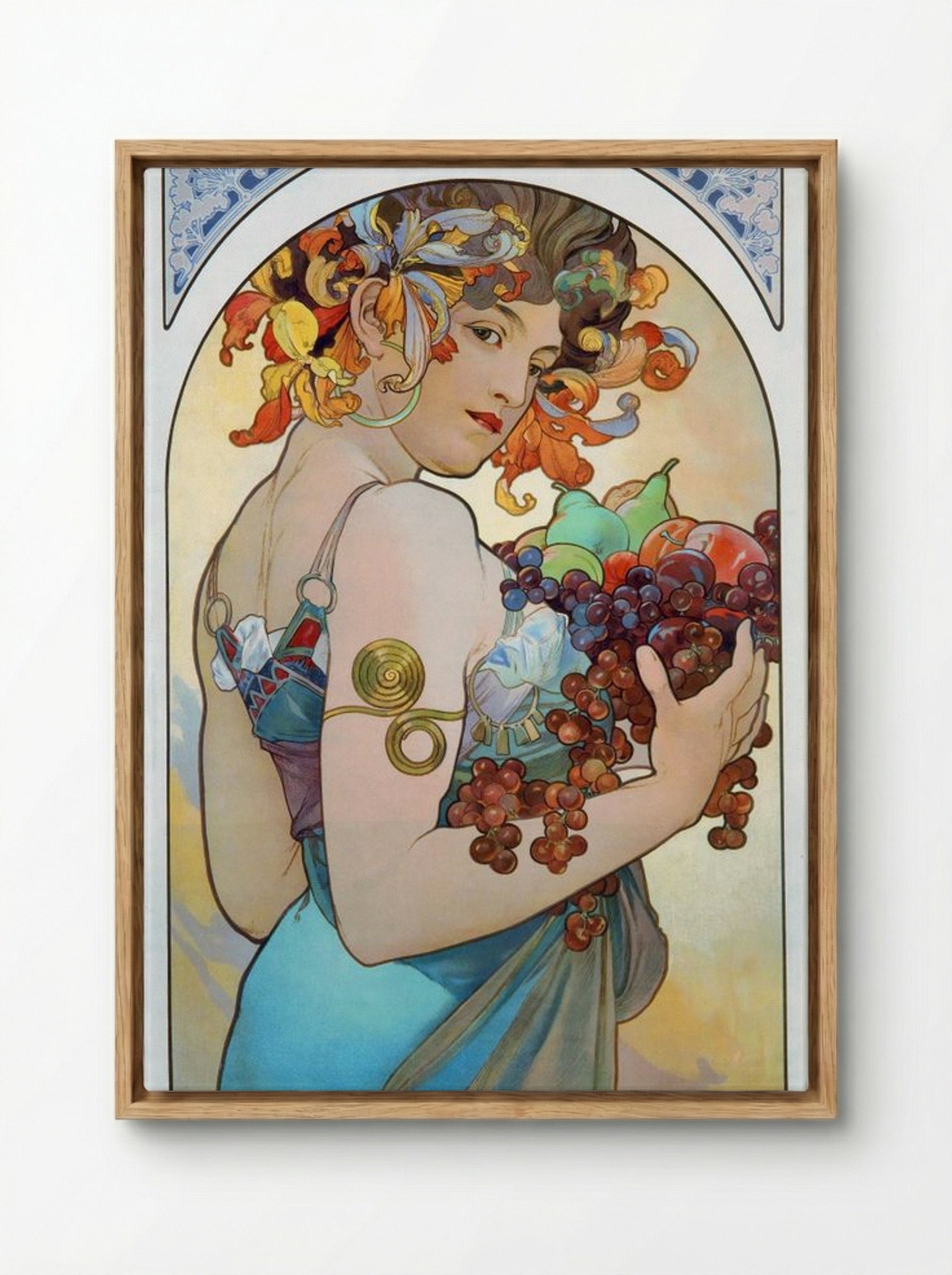 Fruit - Alphonse Mucha - Framed Canvas Wood