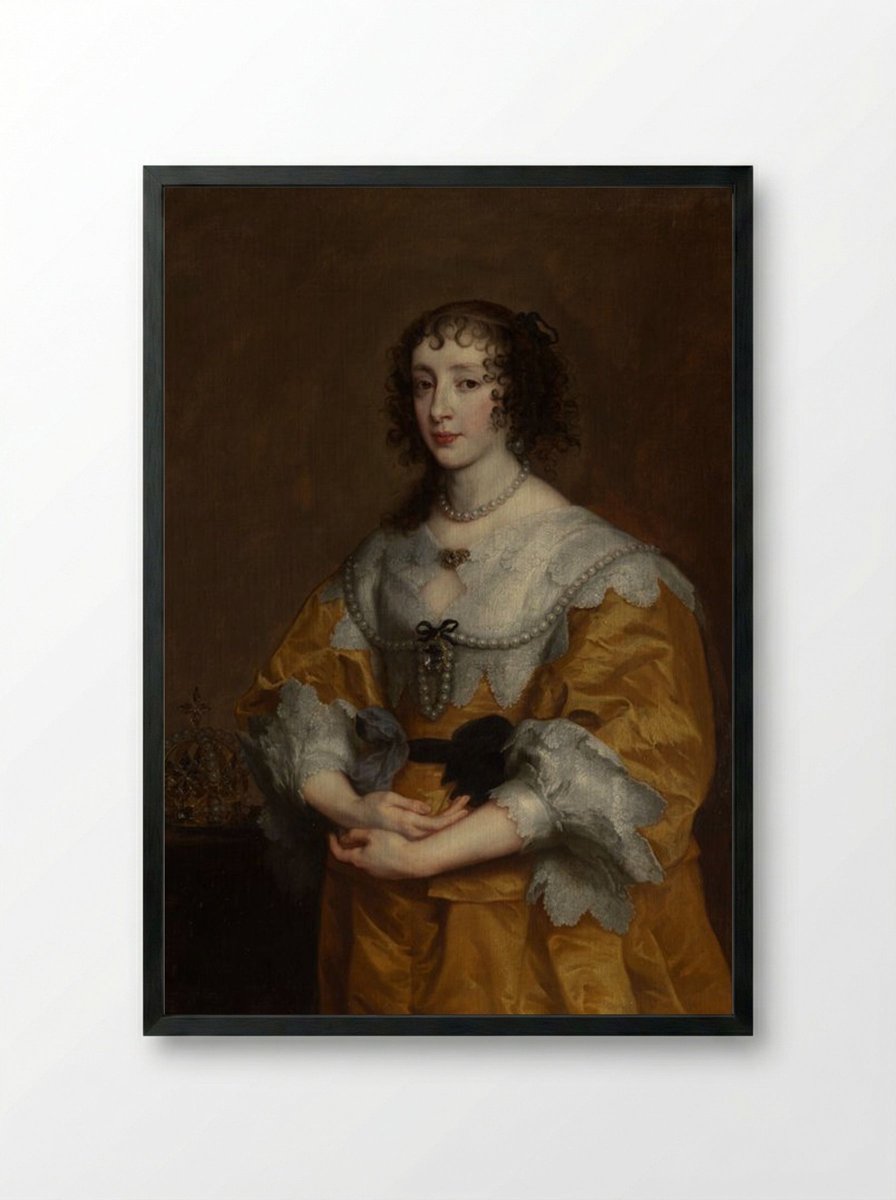Queen Henrietta Maria - Anthony van Dyck - Framed Print Black