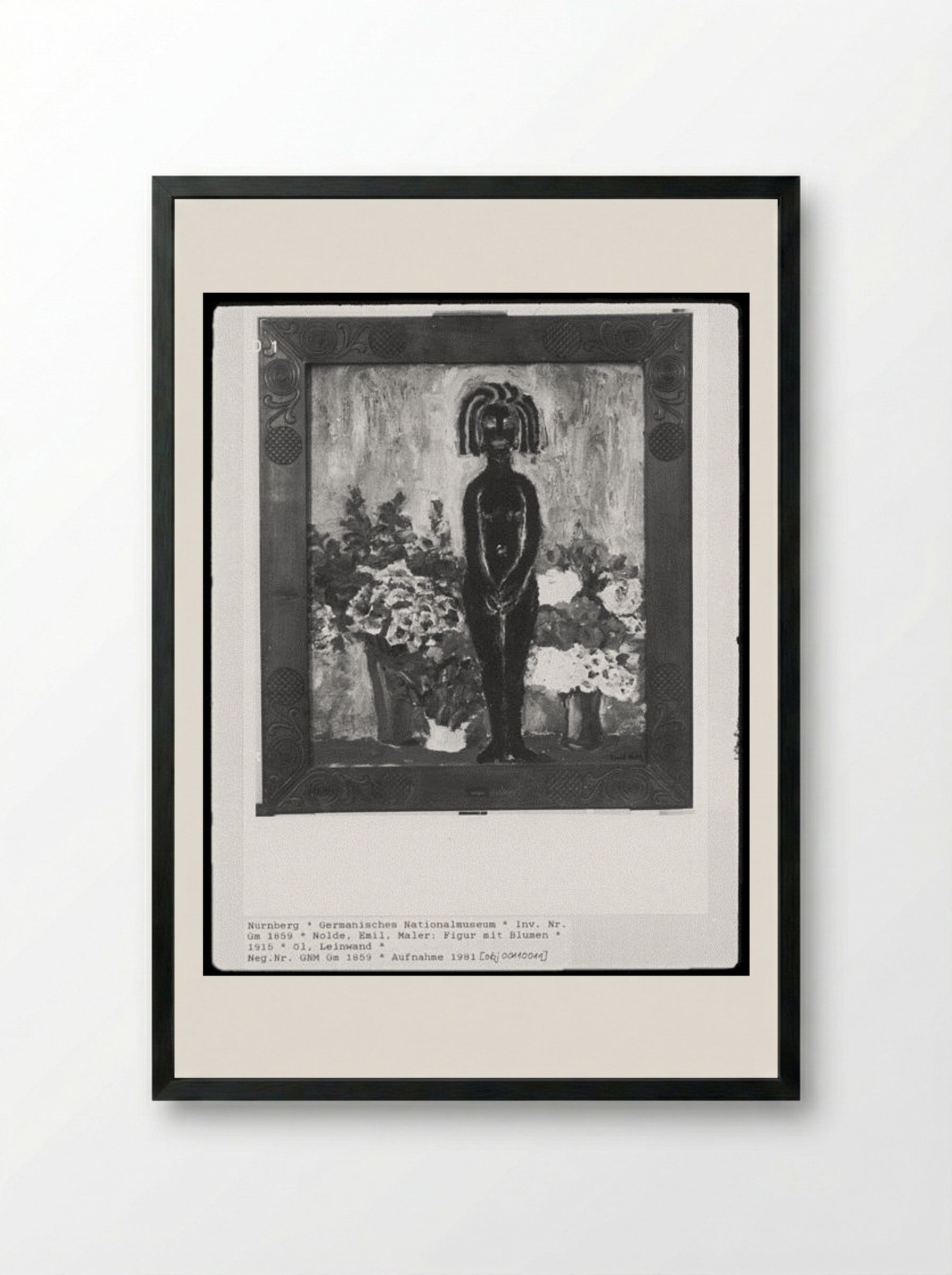 Figure with Flowers - Emil Nolde - Framed Print Black