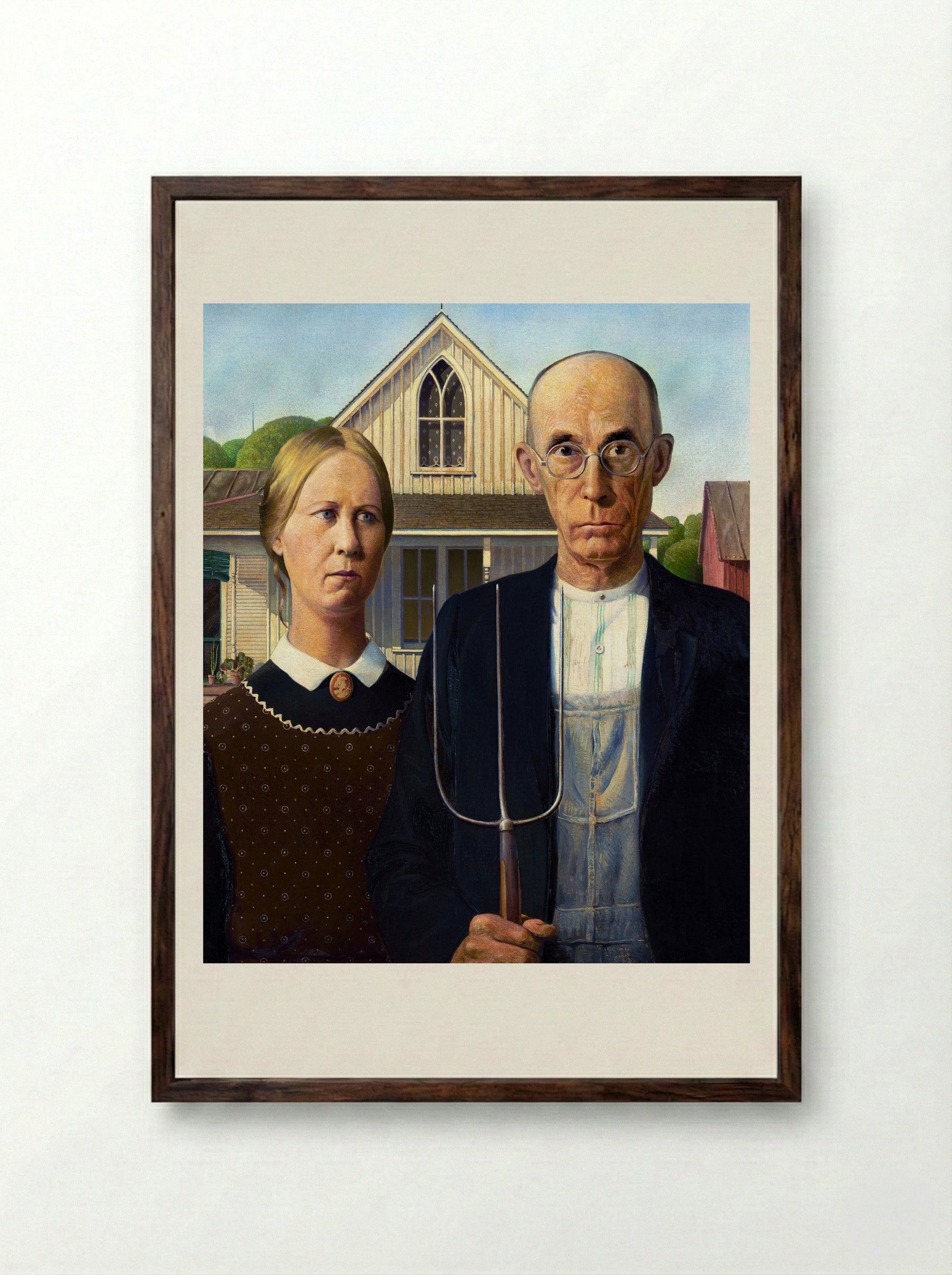 American Gothic - Grant Wood - Framed Print Dark Wood