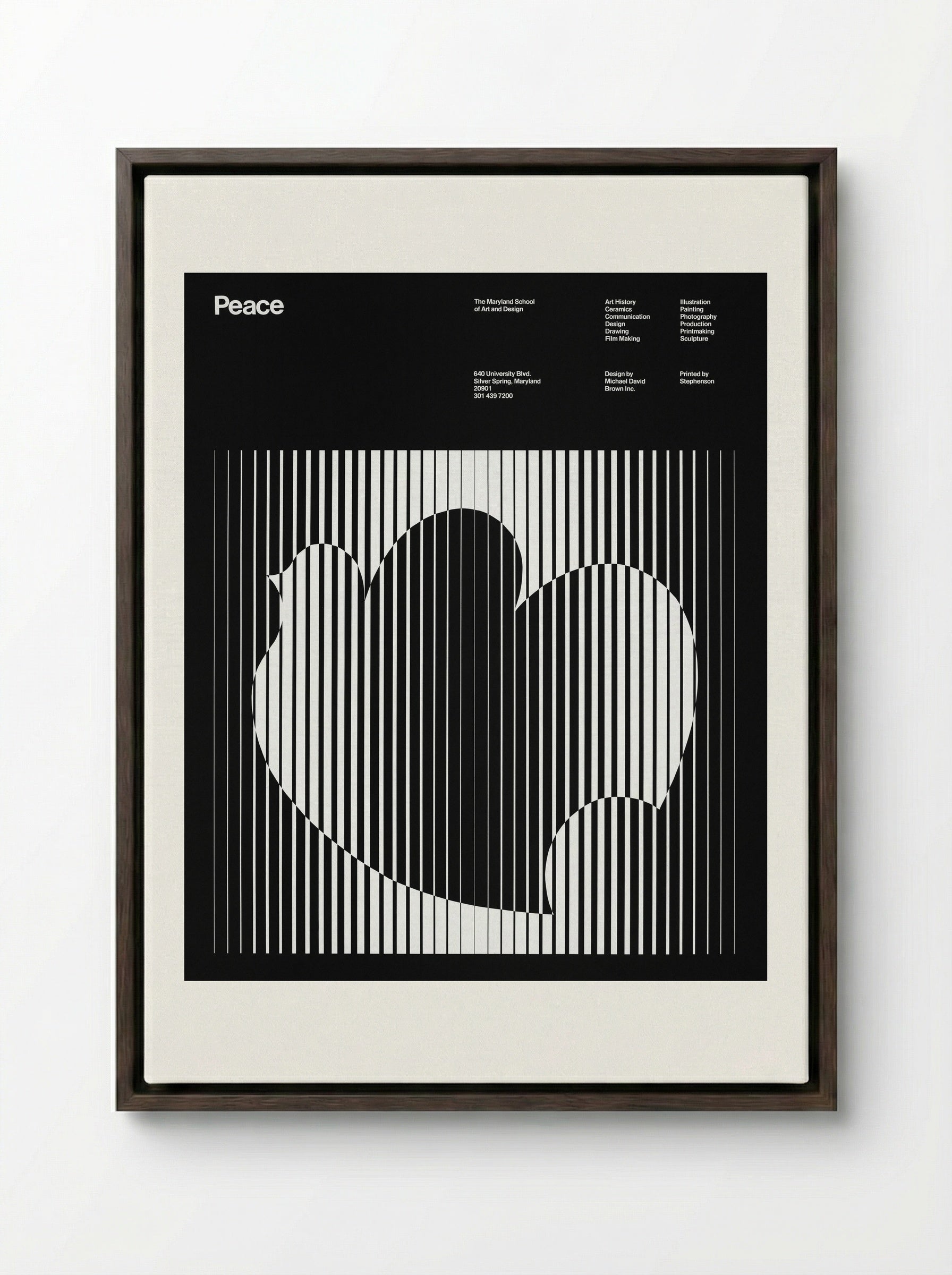 Peace (Maryland School of Art and Design Poster) - Michael David Brown - Framed Canvas Dark Wood