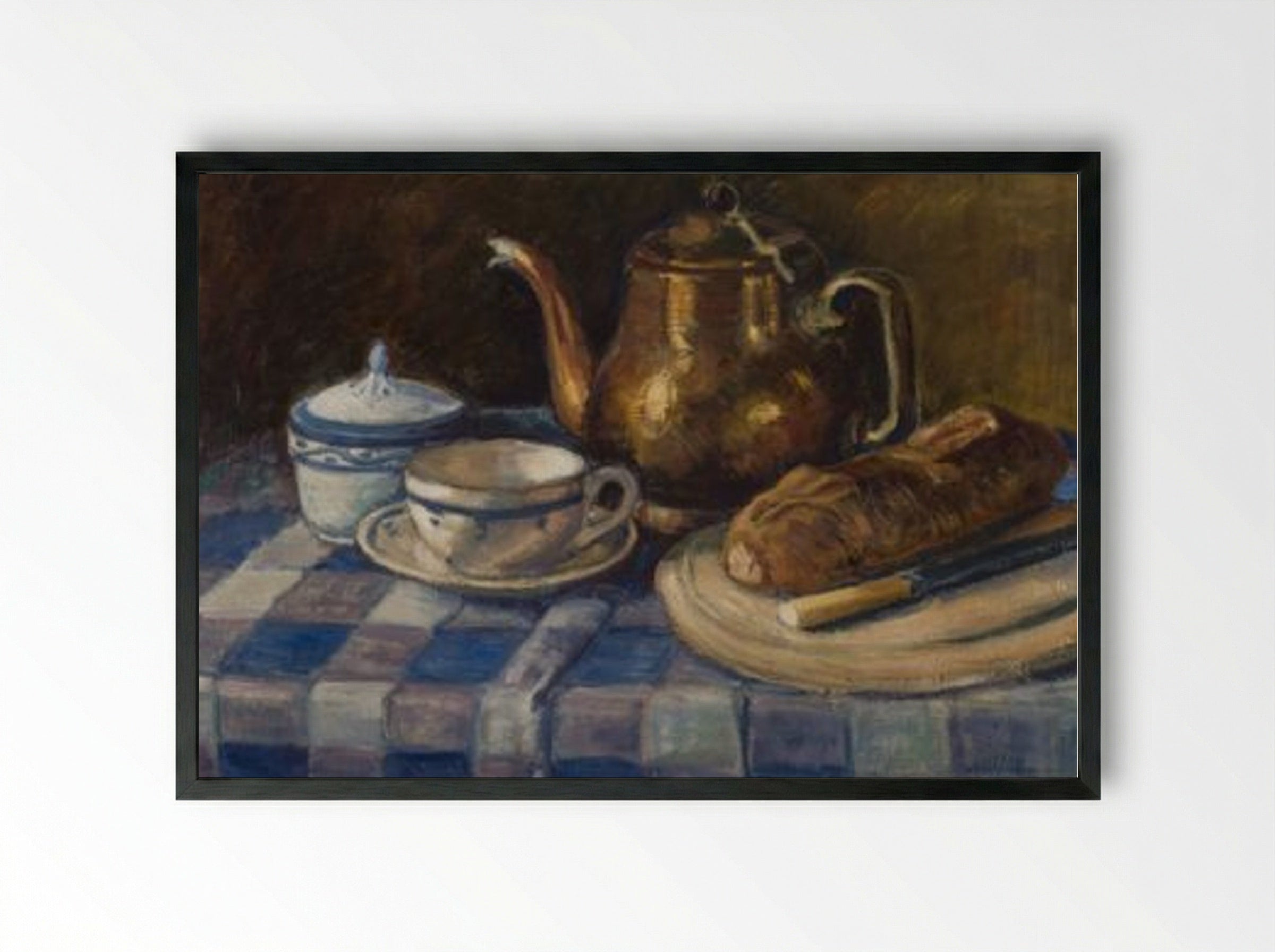 Still Life with Teapot and Bread - Alfred William Finch - Framed Print Black
