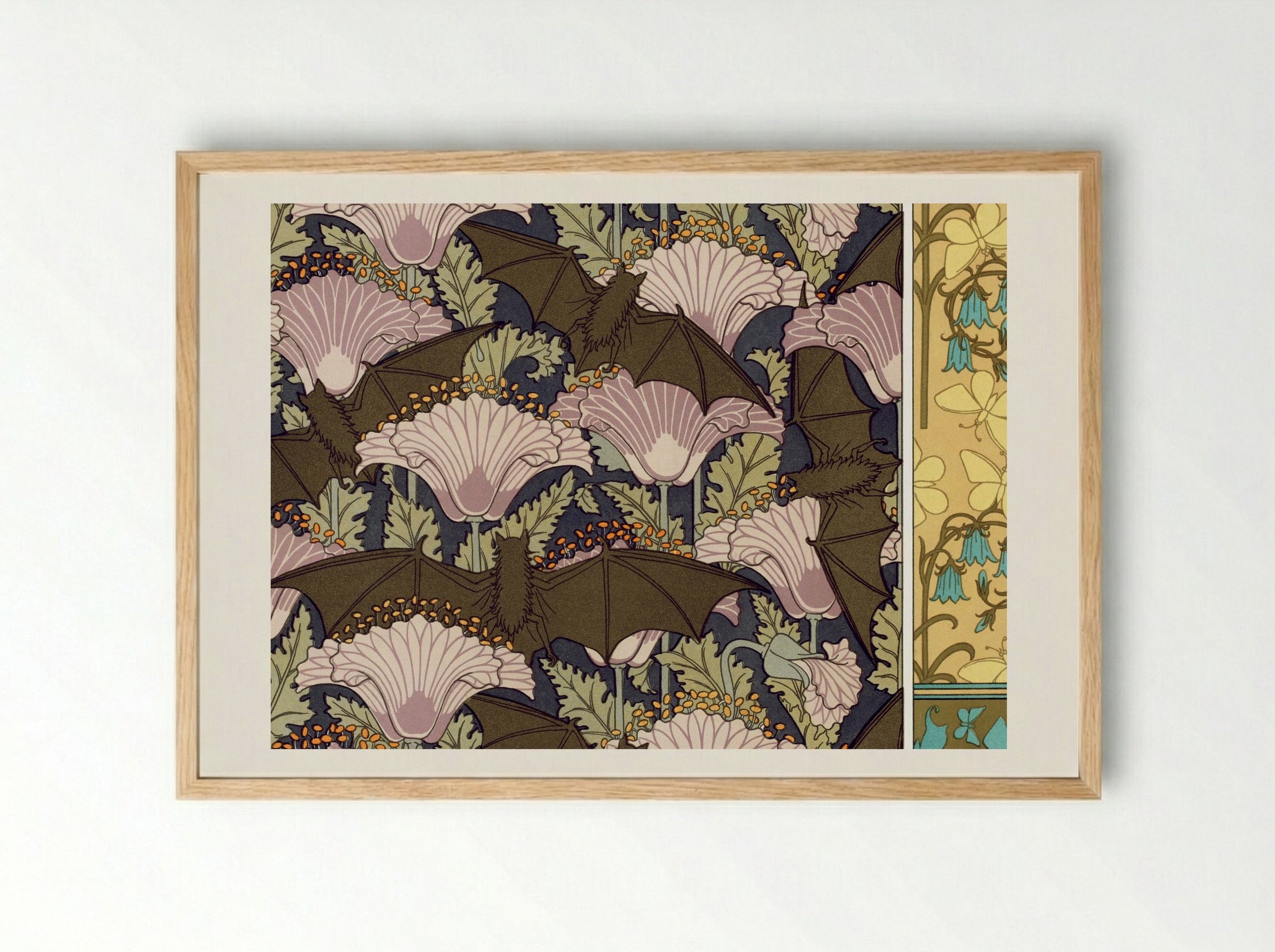 Chauves-souris et Pavots; Papillons et Campanules - Maurice Pillard Verneuil - Framed Print Wood