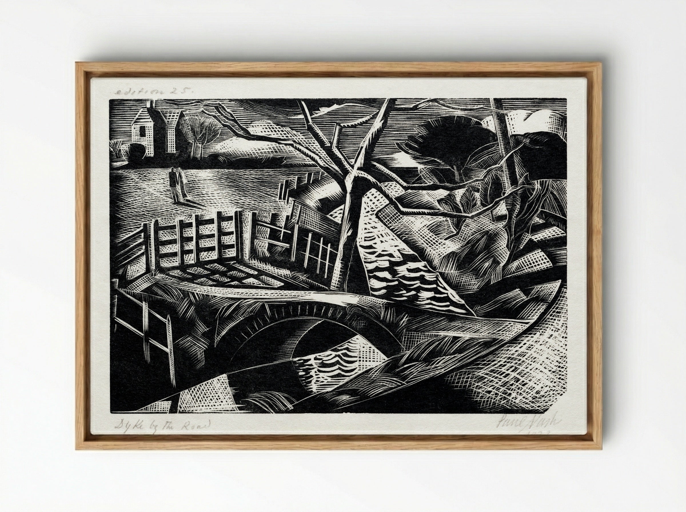 Dyke by the Road - Paul Nash - Framed Canvas Wood