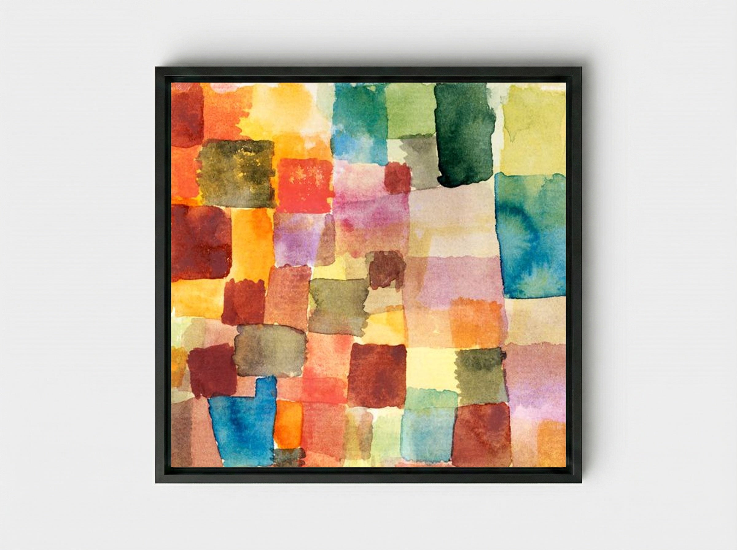 Untitled (Colour Grid) - Paul Klee - Framed Canvas Black