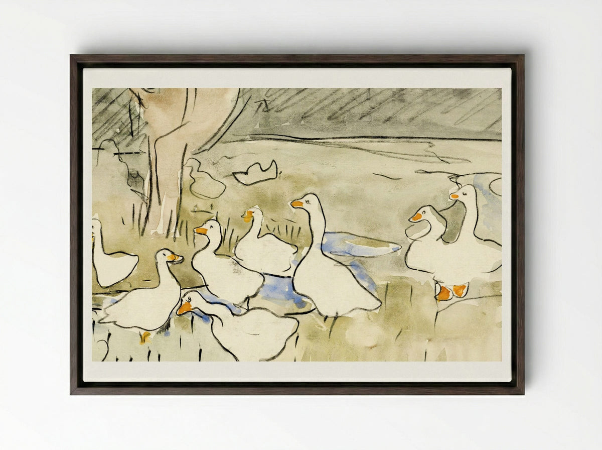Ducks - Theo van Hoytema - Framed Canvas Dark Wood