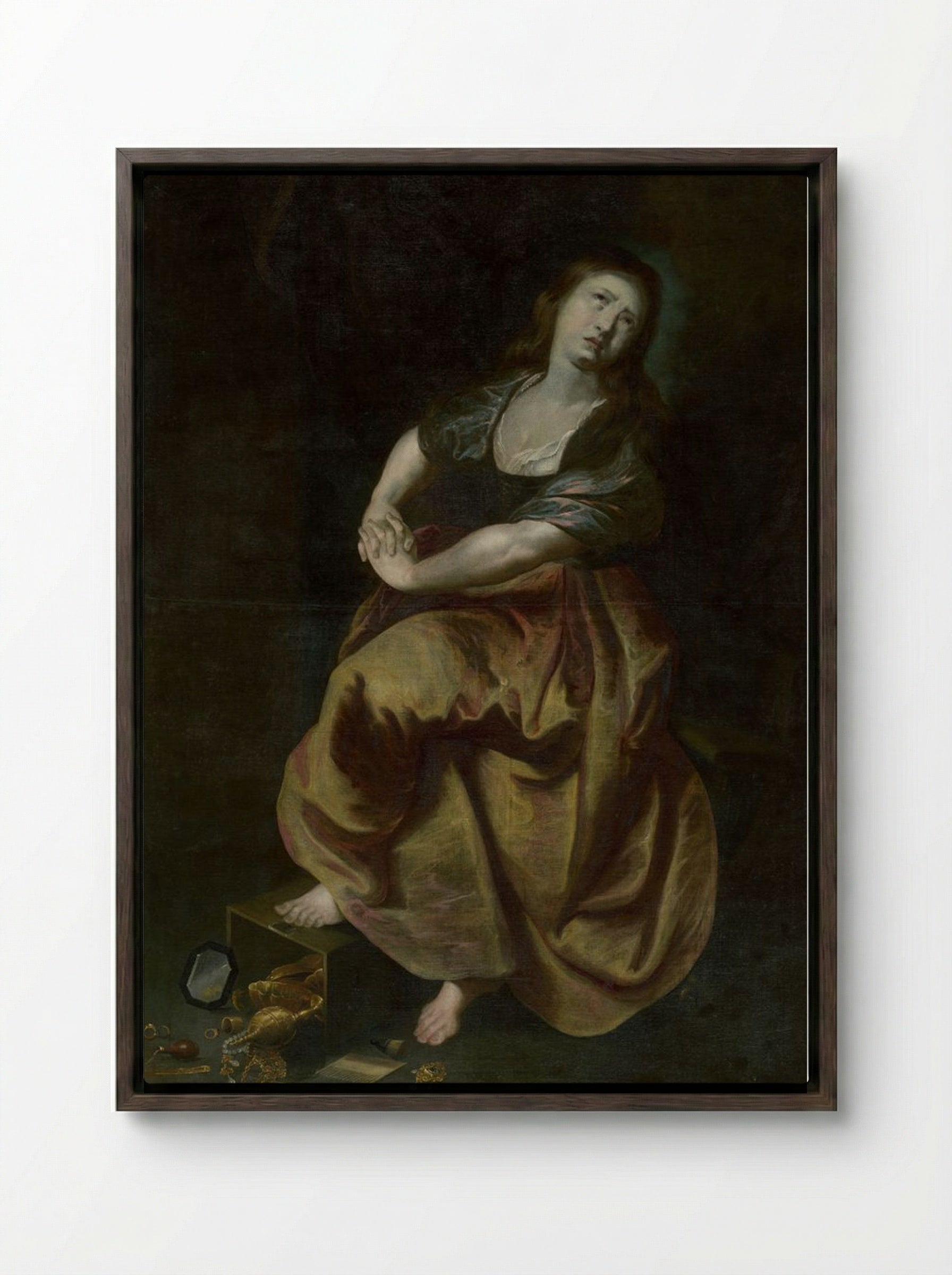 The Penitent Magdalene - Peter Paul Rubens - Framed Canvas Dark Wood