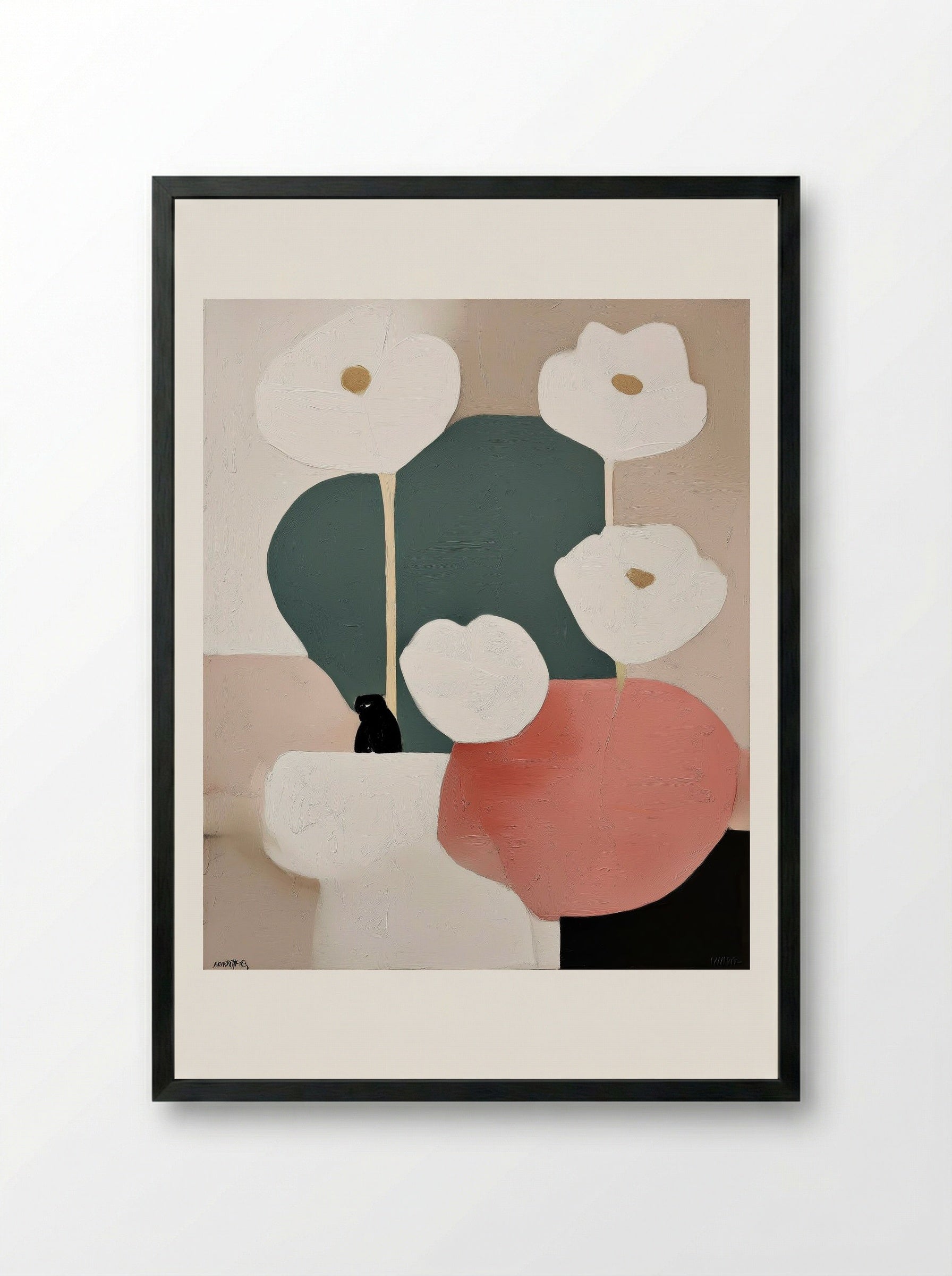 Whispered Garden Shapes - Framed Print Black
