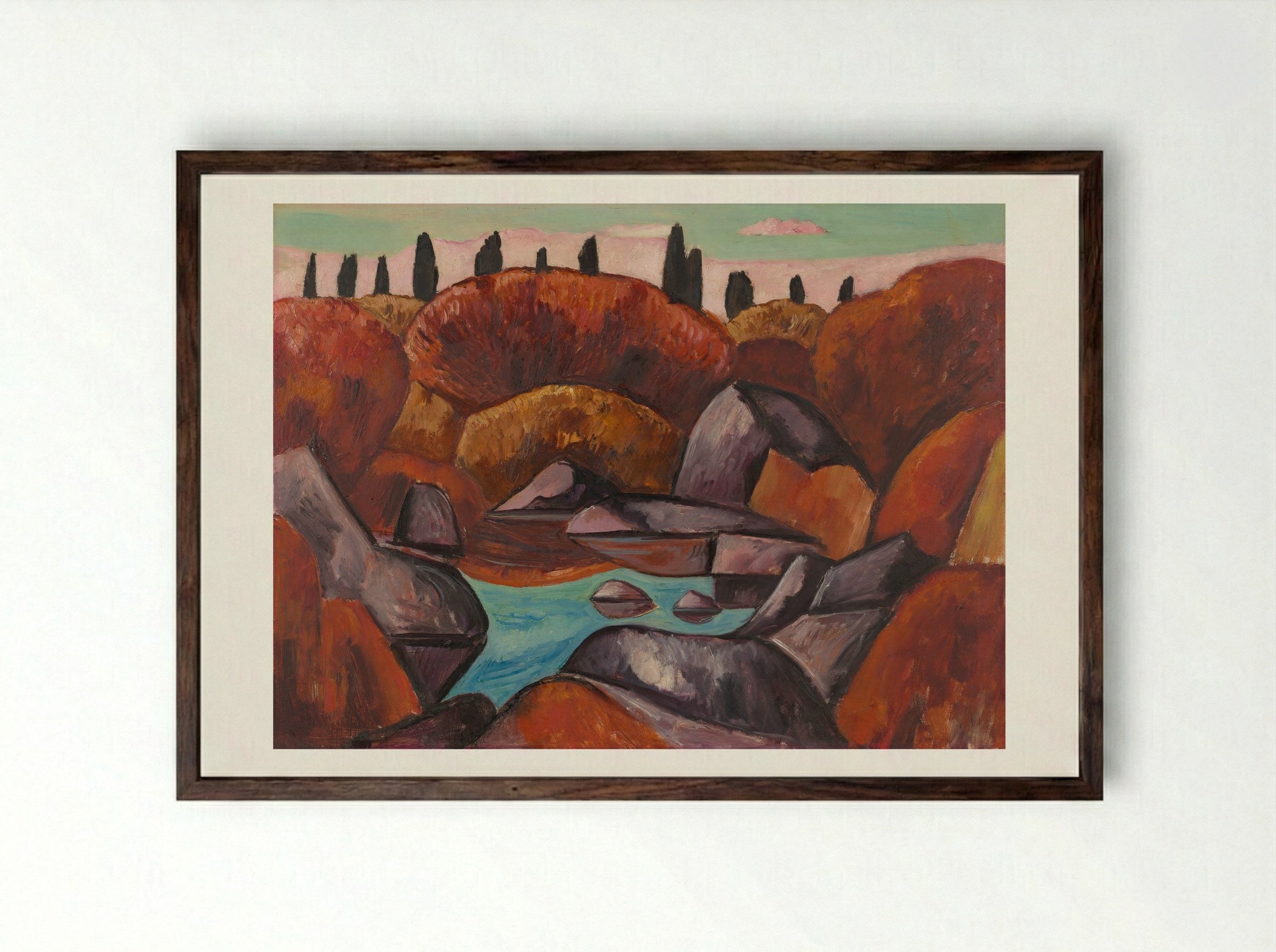 Flaming Pool, Dogtown - Marsden Hartley - Framed Print Dark Wood
