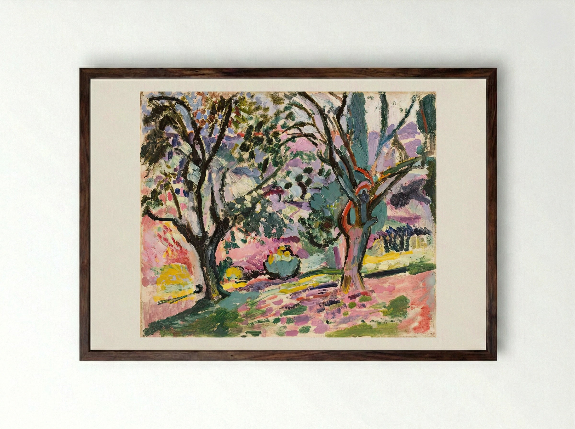 Olive Trees at Collioure by Henri Matisse – Fauvist Landscape Print - Framed Print Dark Wood
