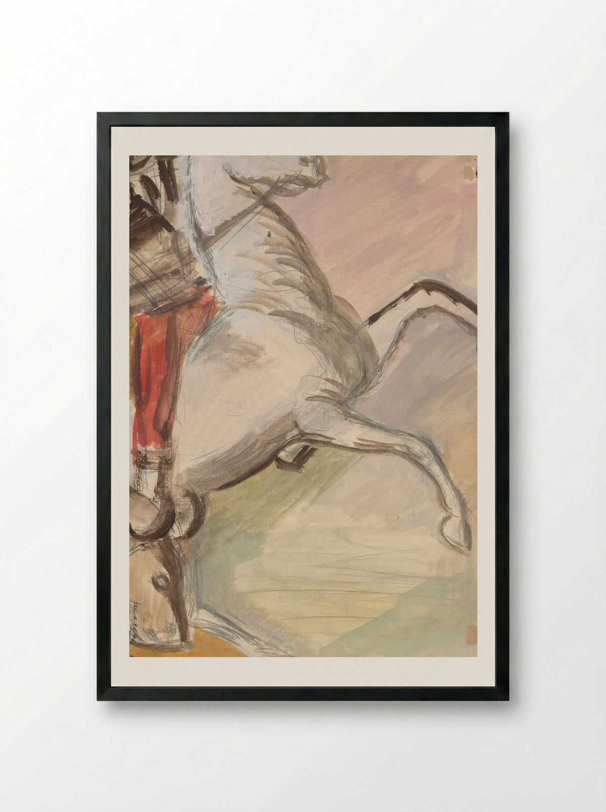 Study of a Horse and Rider - Cyprián Majerník - Framed Print Black