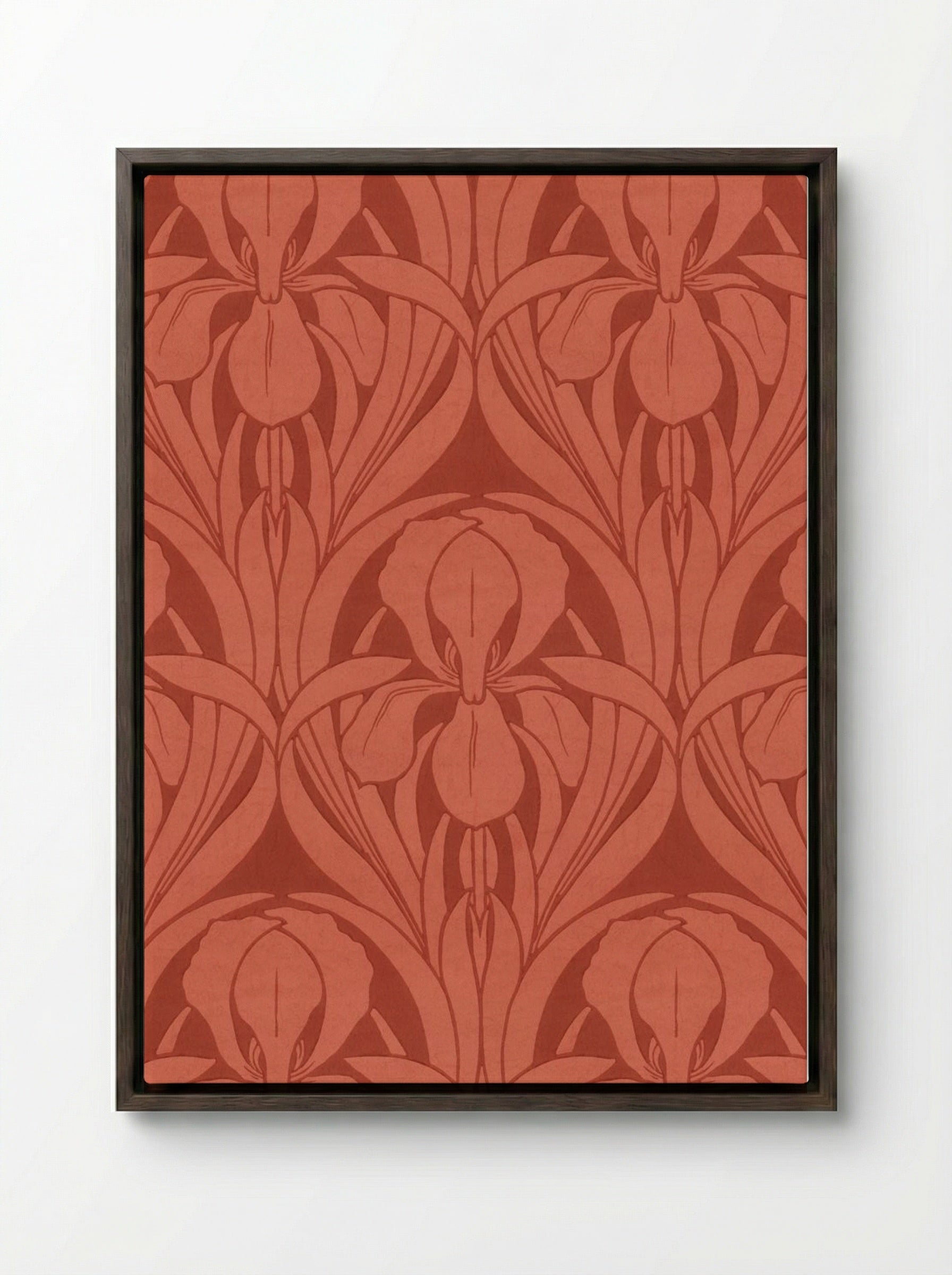 The Templemore (Floral Textile Design) - Fine Art Print - Framed Canvas Dark Wood
