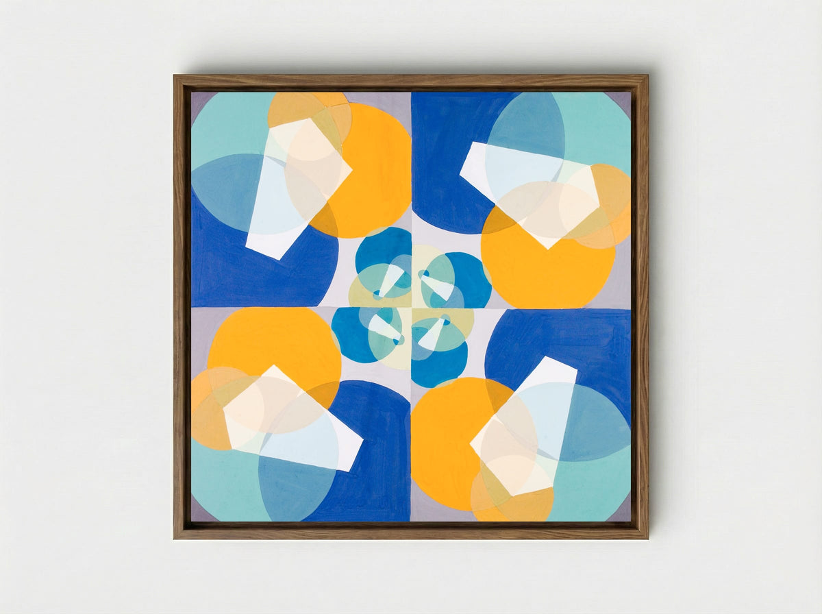 Green Squares - Joseph Schillinger - Framed Canvas Wood