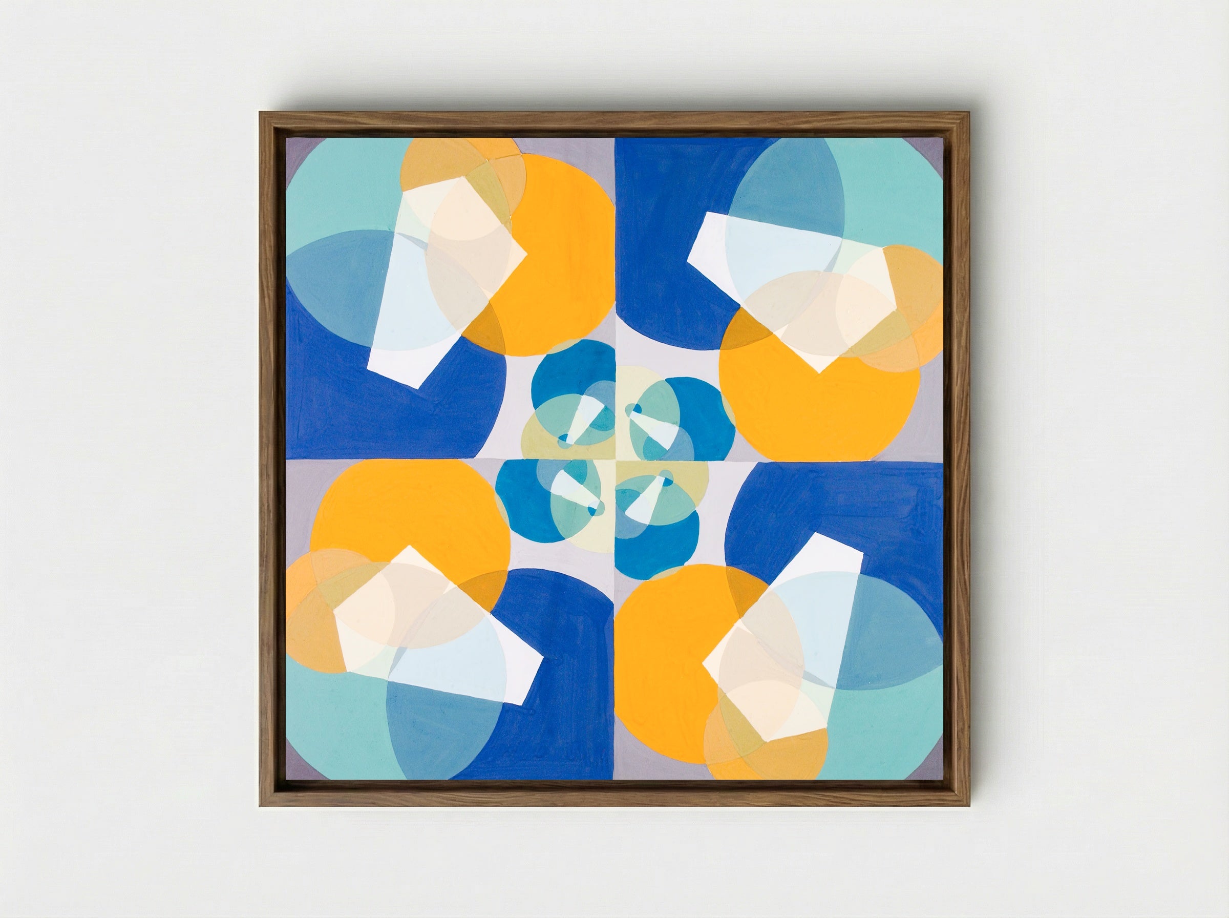 Green Squares - Joseph Schillinger - Framed Canvas Wood
