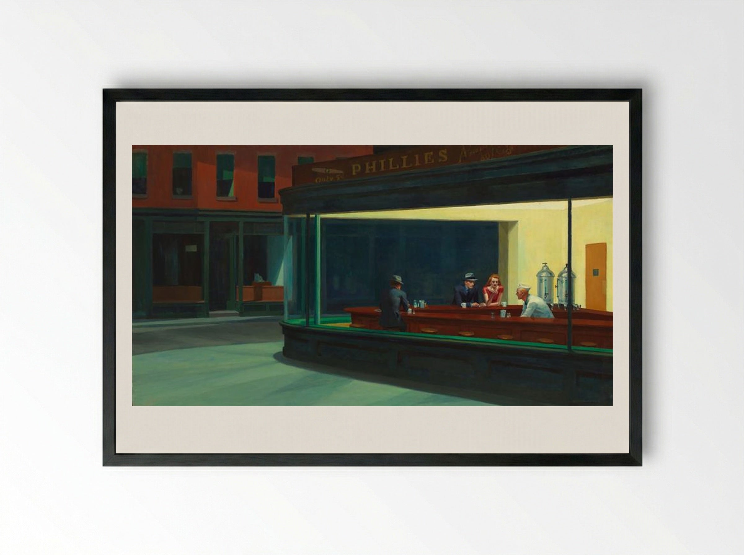 Nighthawks - Edward Hopper - Framed Print Black