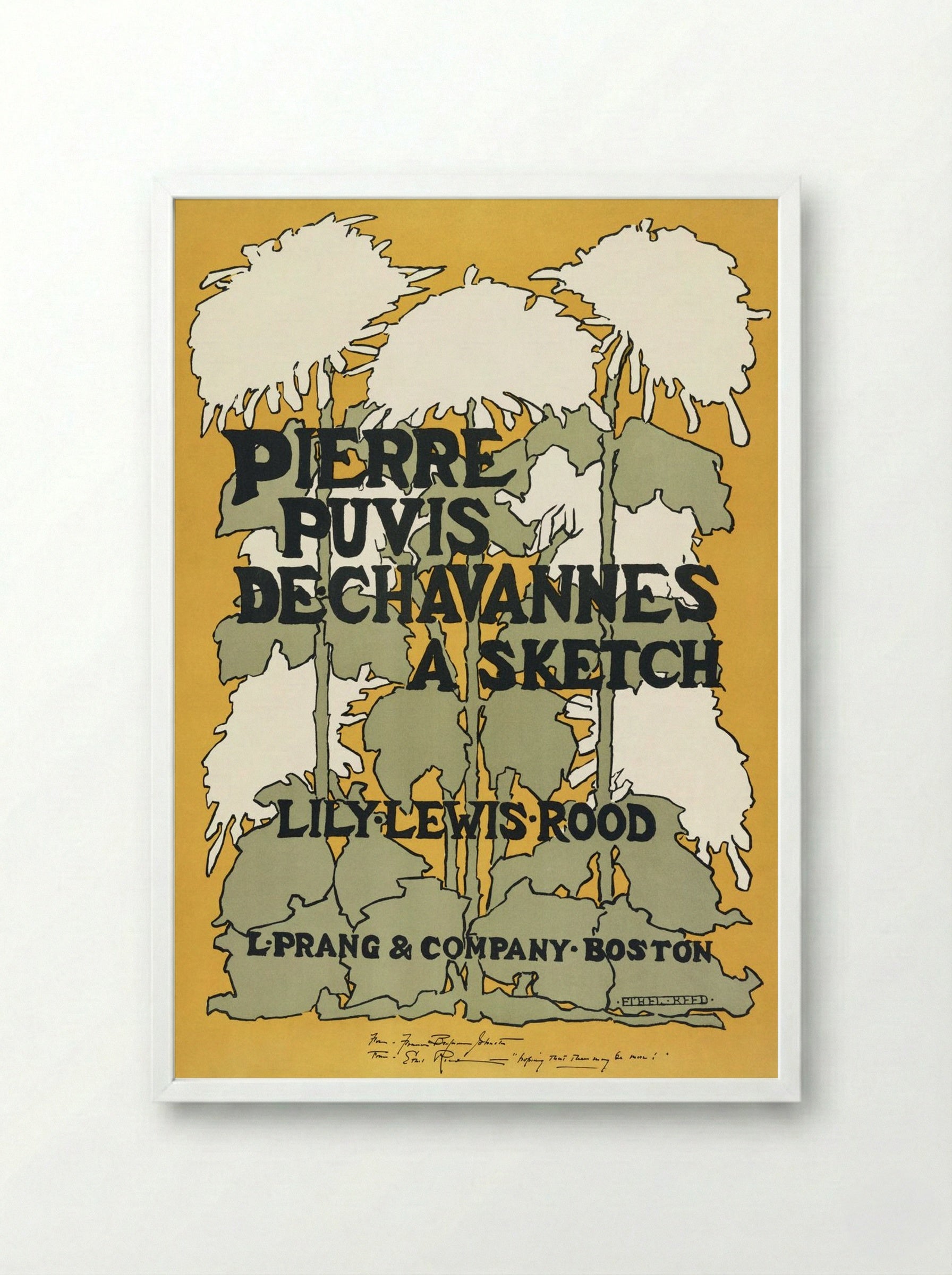 Pierre Puvis de Chavannes: A Sketch of Lily Lewis Rood - Ethel Reed - Framed Print White