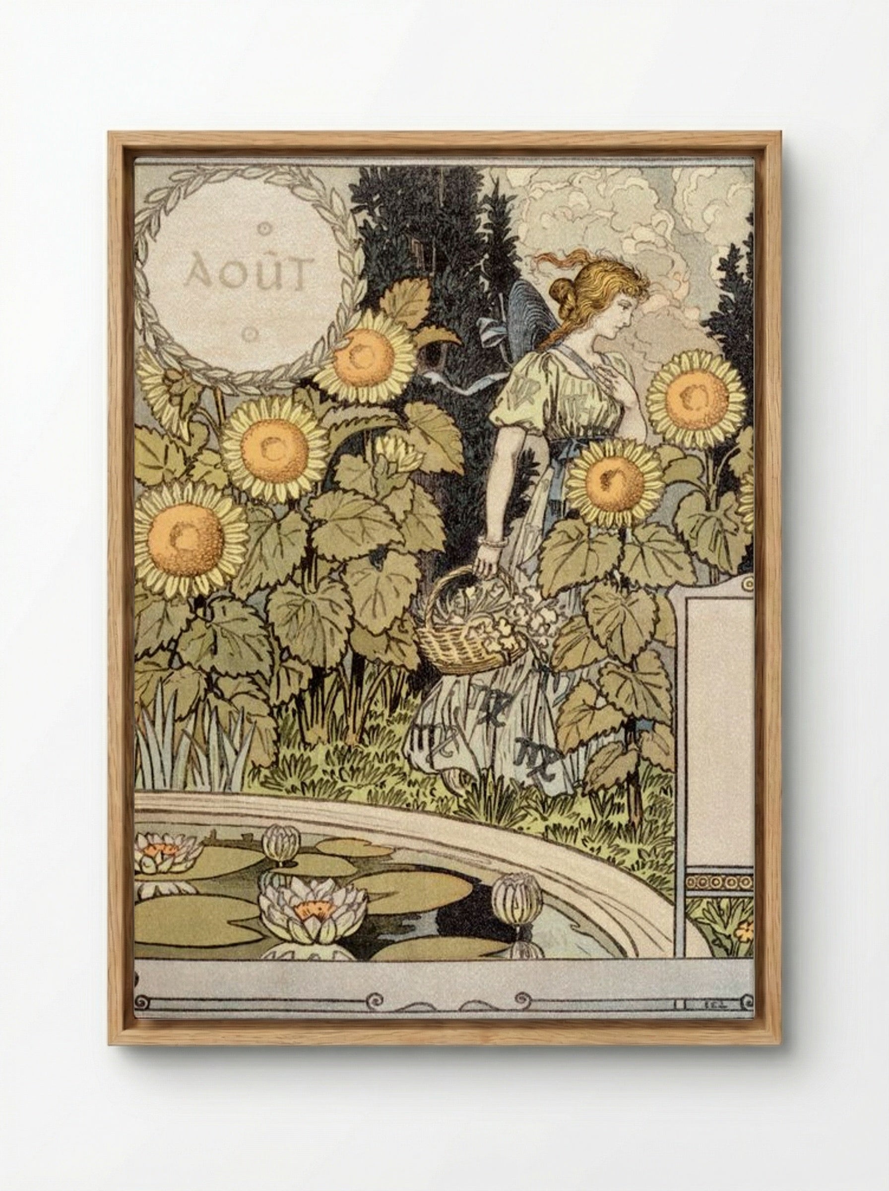 Allegory of the Month of August - Eugène Grasset - Framed Canvas Wood