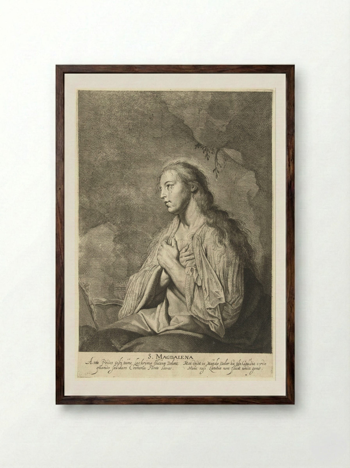 Heilige Maria Magdalena als zondares - Pieter de Grebber - Framed Print Dark Wood