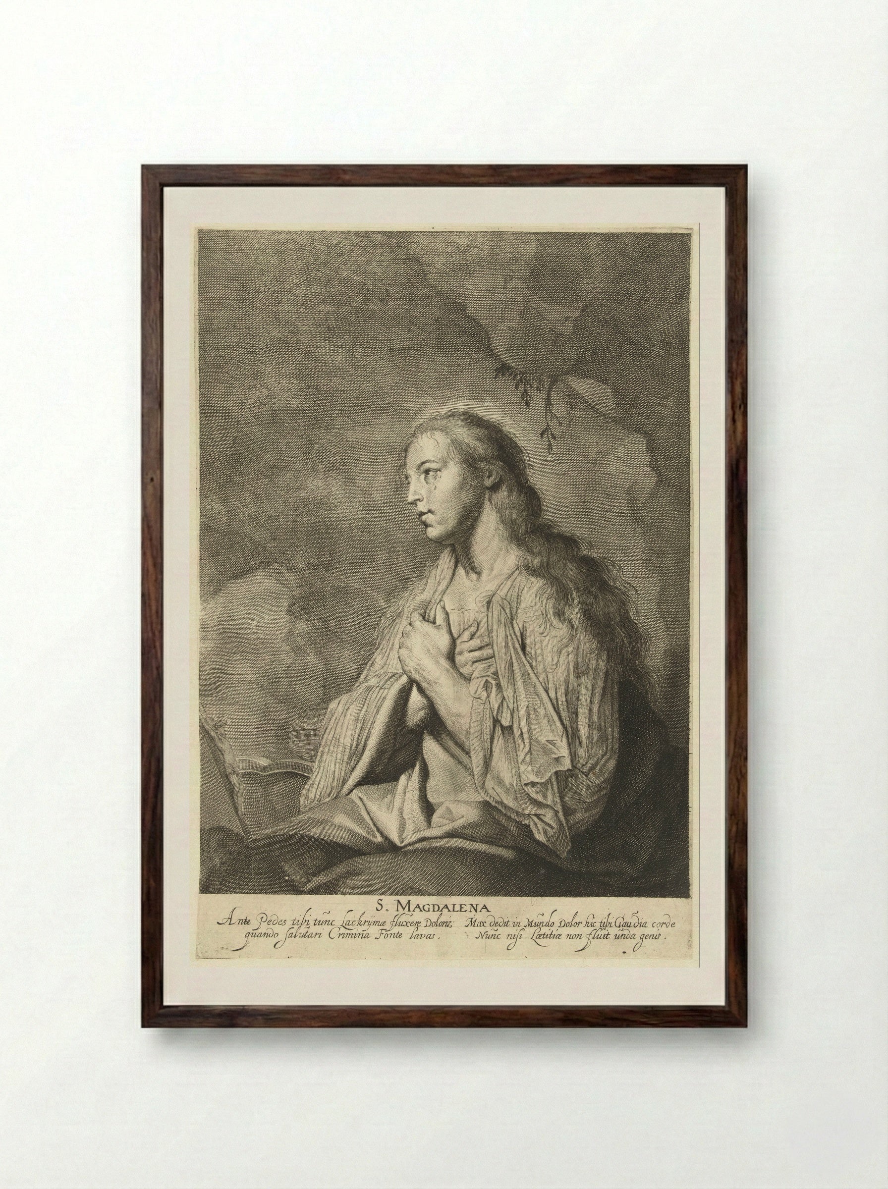 Heilige Maria Magdalena als zondares - Pieter de Grebber - Framed Print Dark Wood