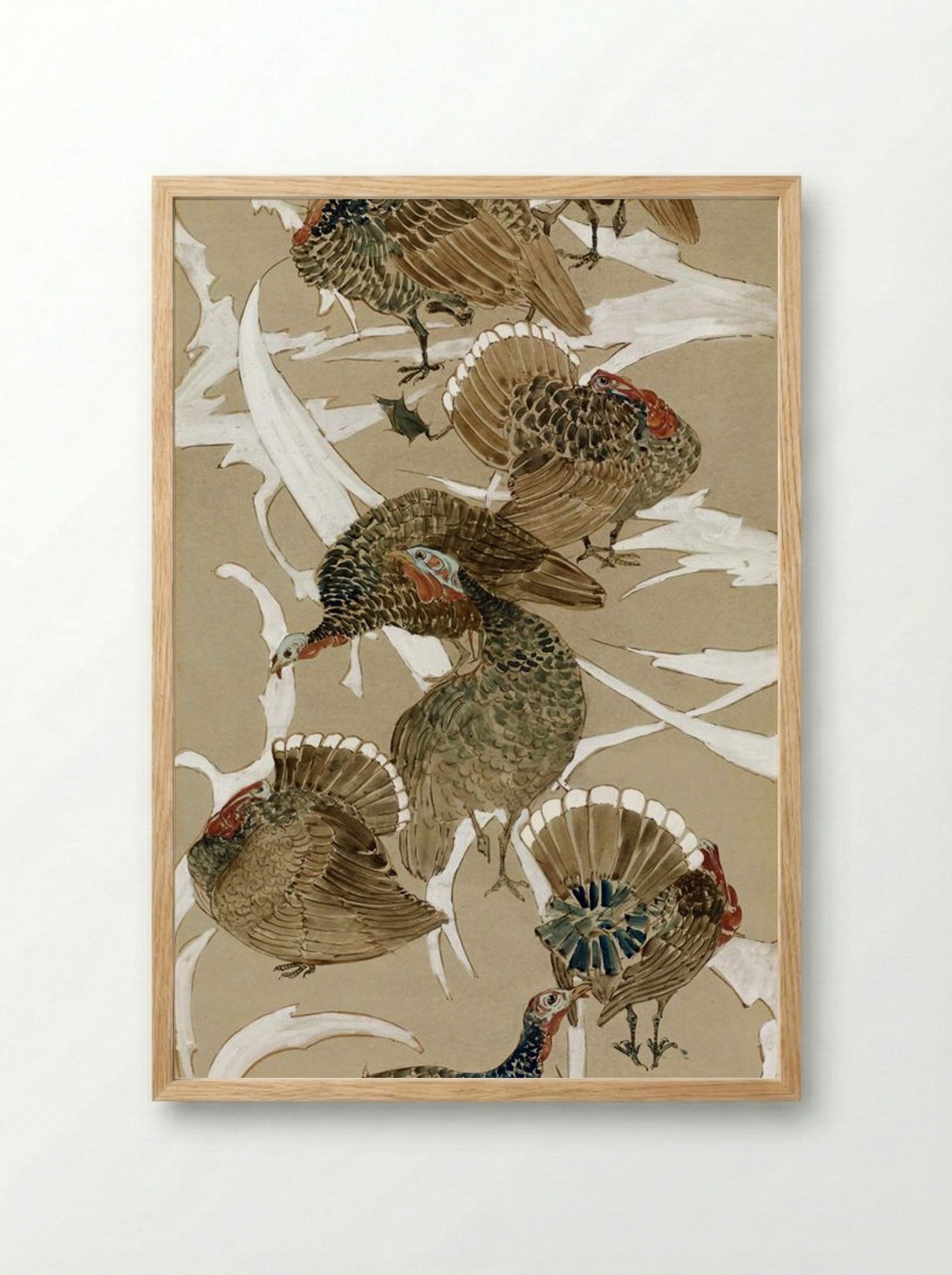 Eight Turkeys - Theodorus van Hoytema - Framed Print Wood