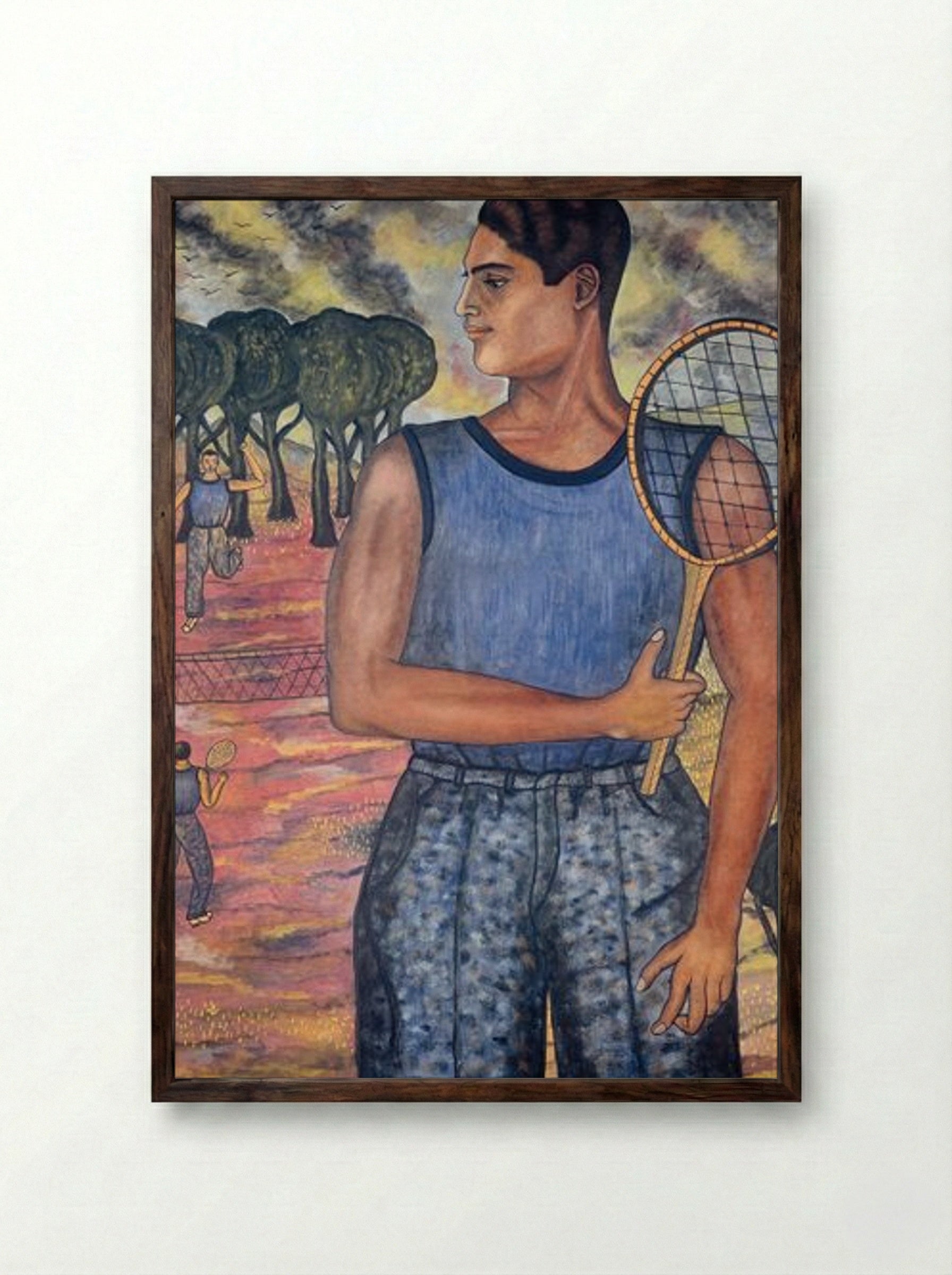 Portrait of Hugo Tilghman, The Tennis Player - Abraham A. Ángel - Framed Print Dark Wood