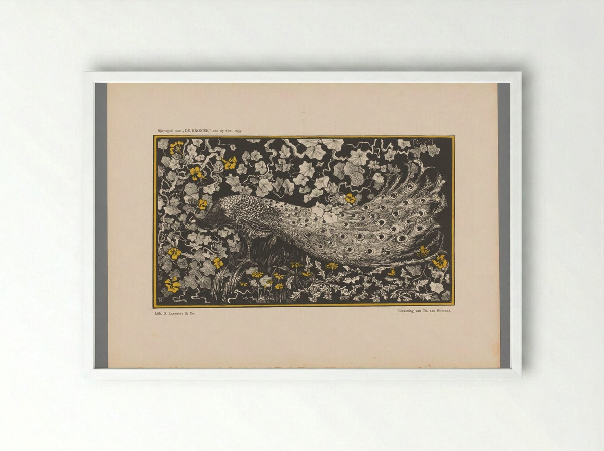 Pauw (Peacock Design) - Theo van Hoytema - Framed Print White