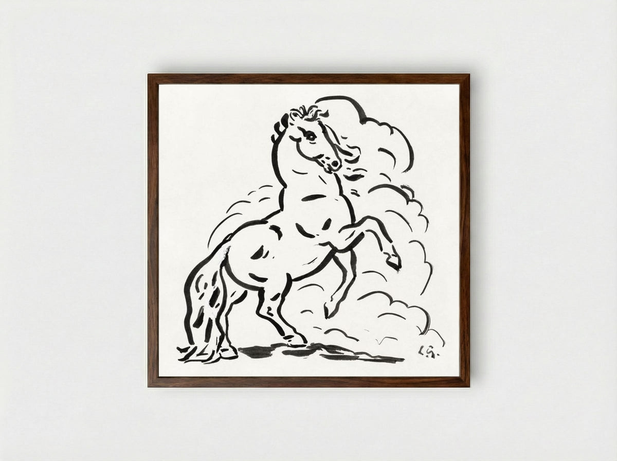 Rearing Horse - Leo Gestel - Framed Print Dark Wood