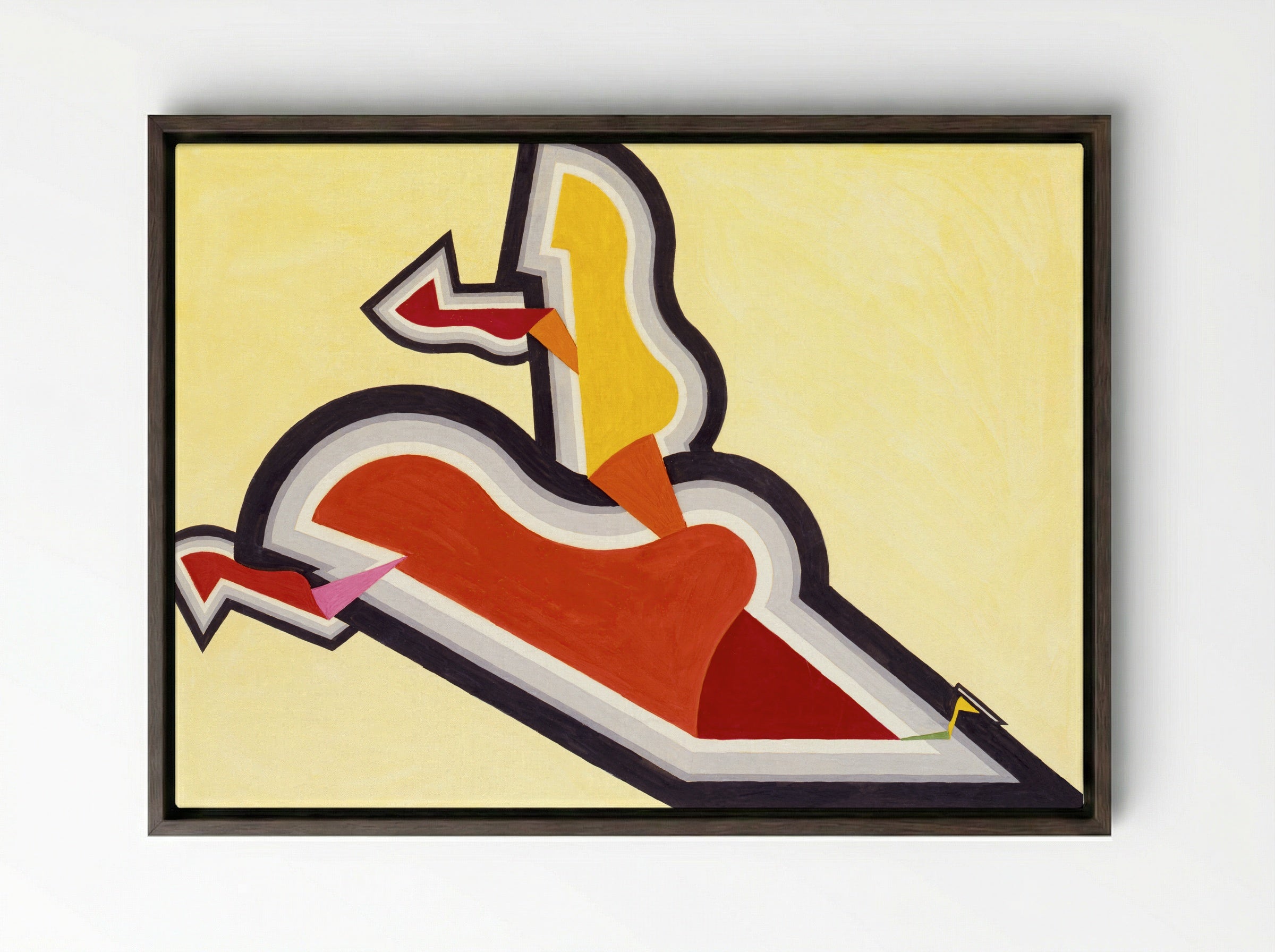 Study in Rhythm, Red and Gold - Joseph Schillinger - Framed Canvas Dark Wood