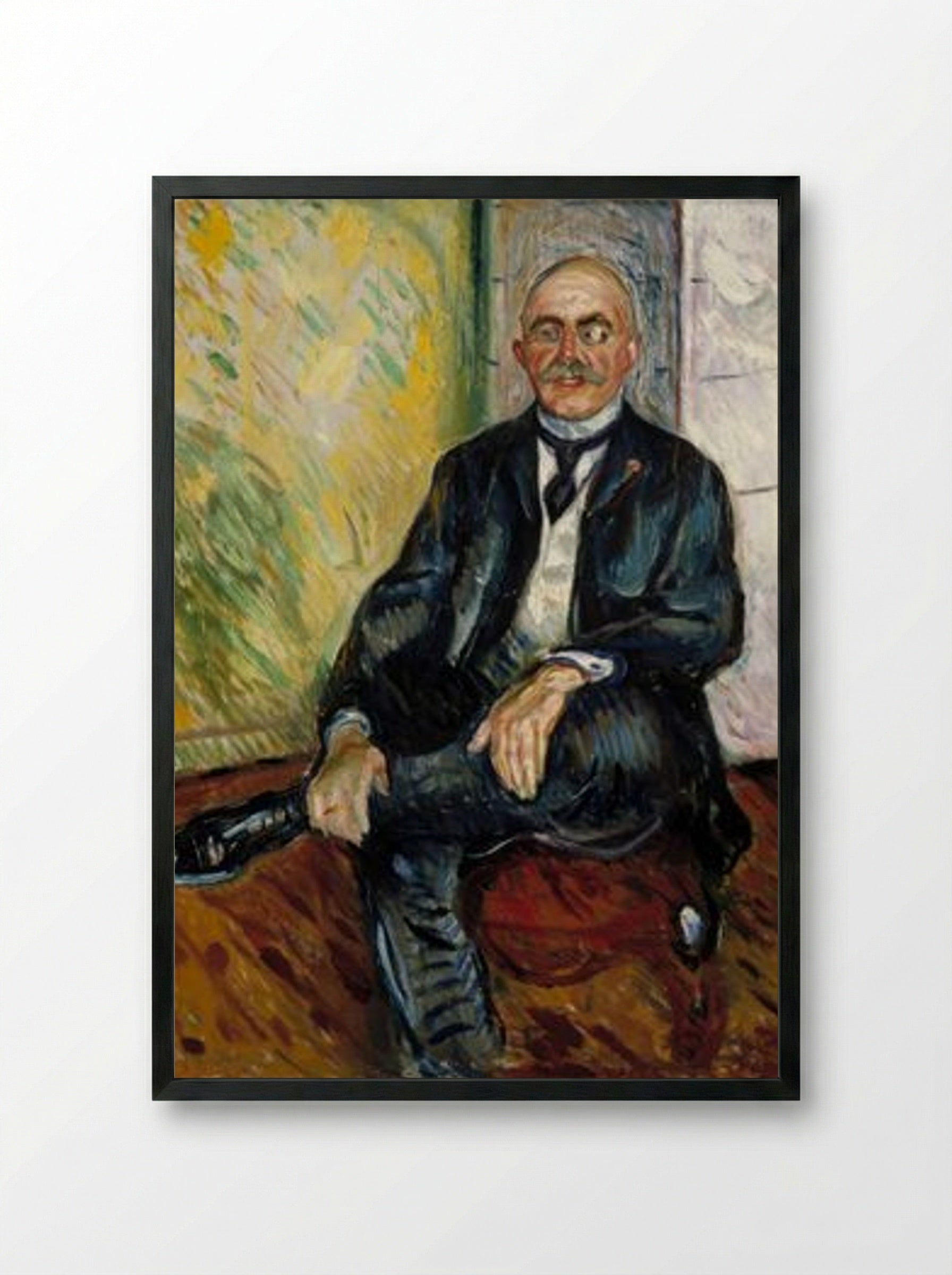 Portrait of Gustaf Schiefler - Edvard Munch - Framed Print Black