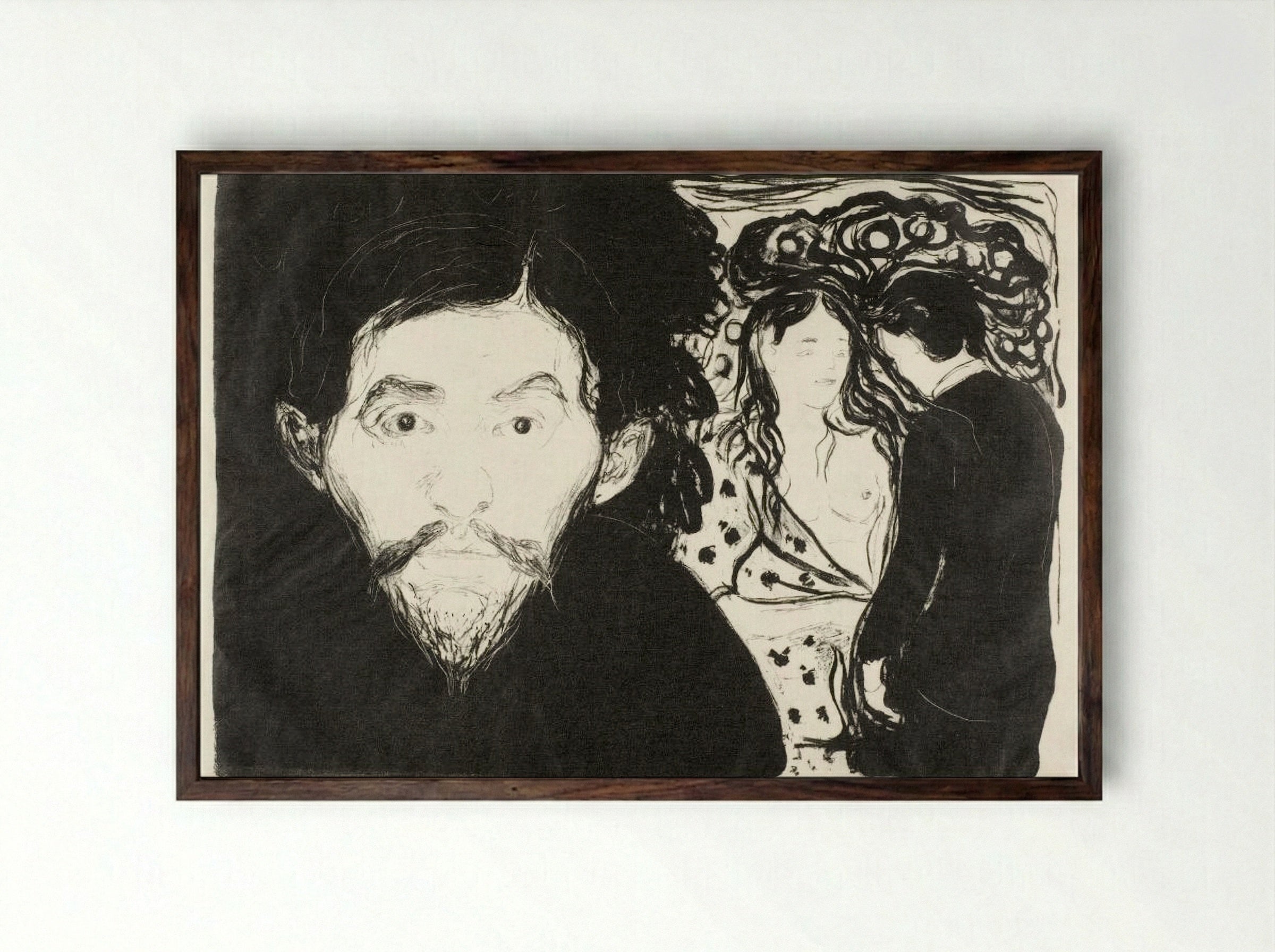Jealousy I - Edvard Munch - Framed Print Dark Wood