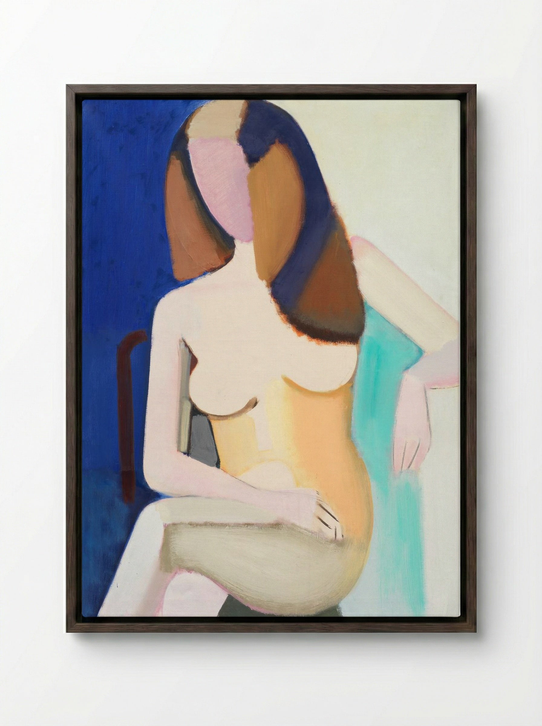 Seated Female Model - Vilhelm Lundstrøm - Framed Canvas Dark Wood