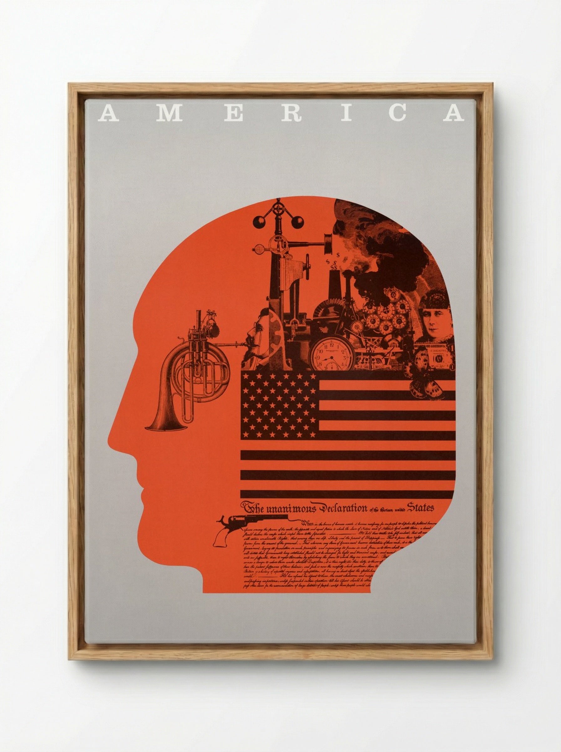 America: The Unanimous Declaration of the Thirteen United States - Fine Art Print - Framed Canvas Wood