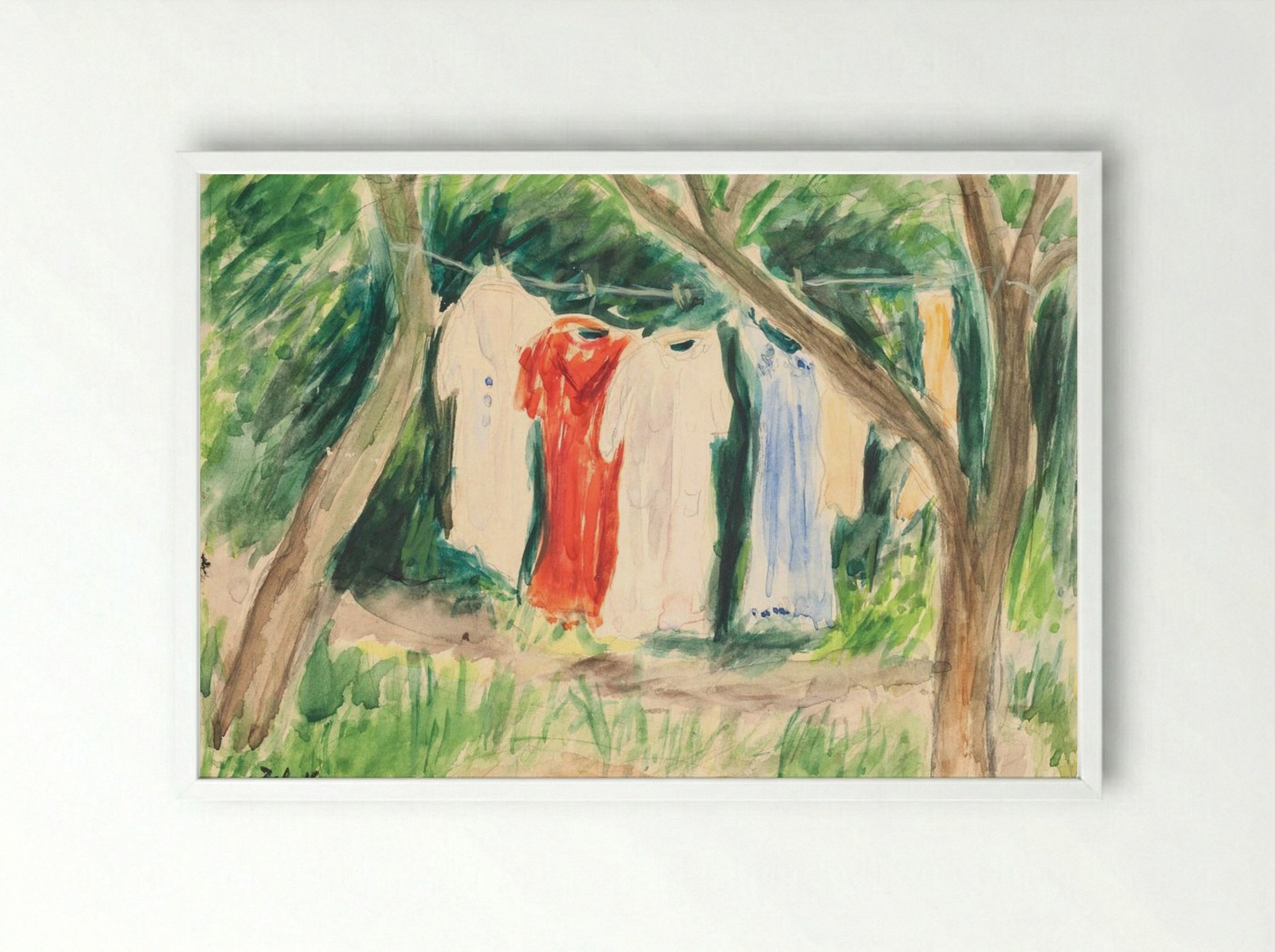 Drying Place in the Sun - John Christensen - Framed Print White