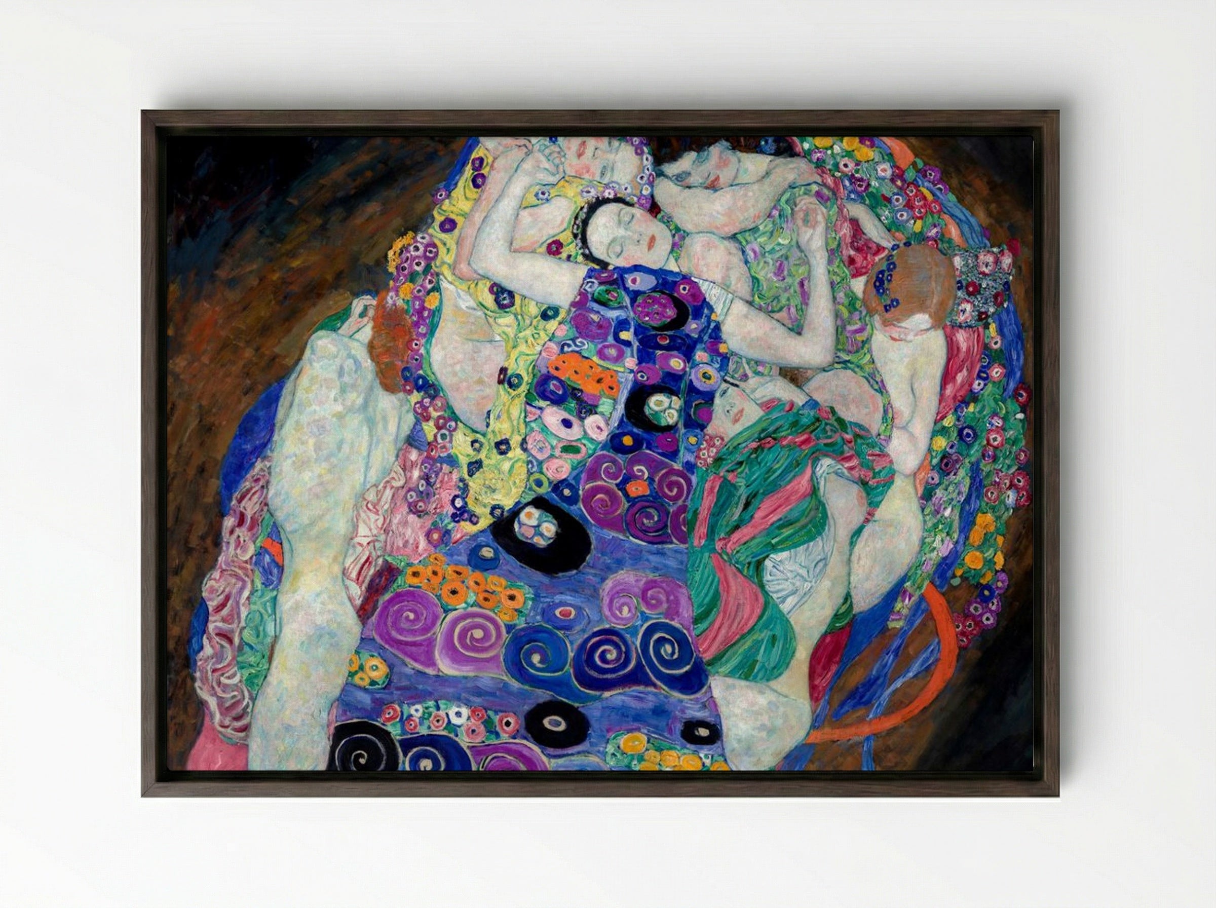 The Virgin - Gustav Klimt - Framed Canvas Dark Wood