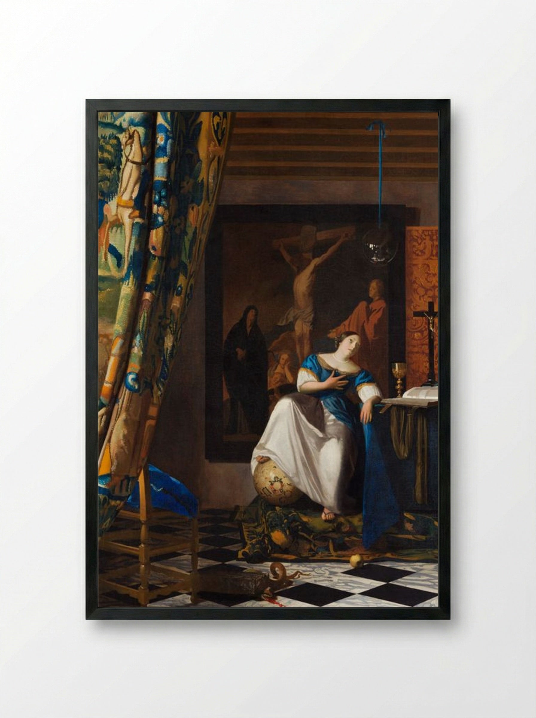 Allegory of the Catholic Faith - Johannes Vermeer - Framed Print Black
