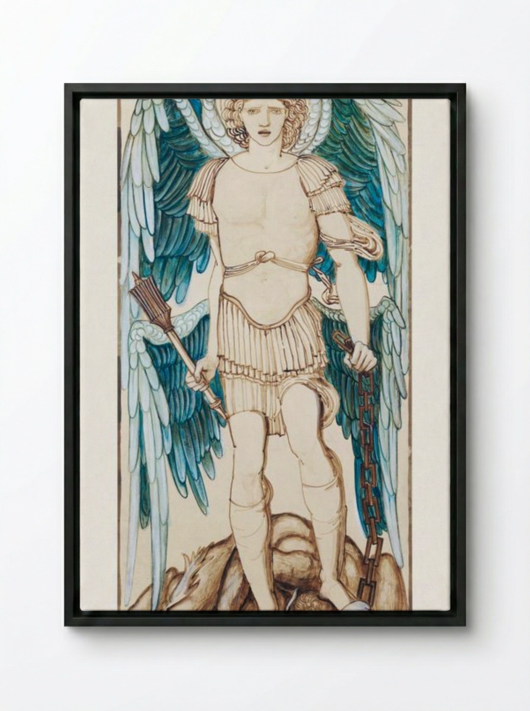 The Angels of the Hierarchy - Principates - Edward Burne-Jones - Framed Canvas Black
