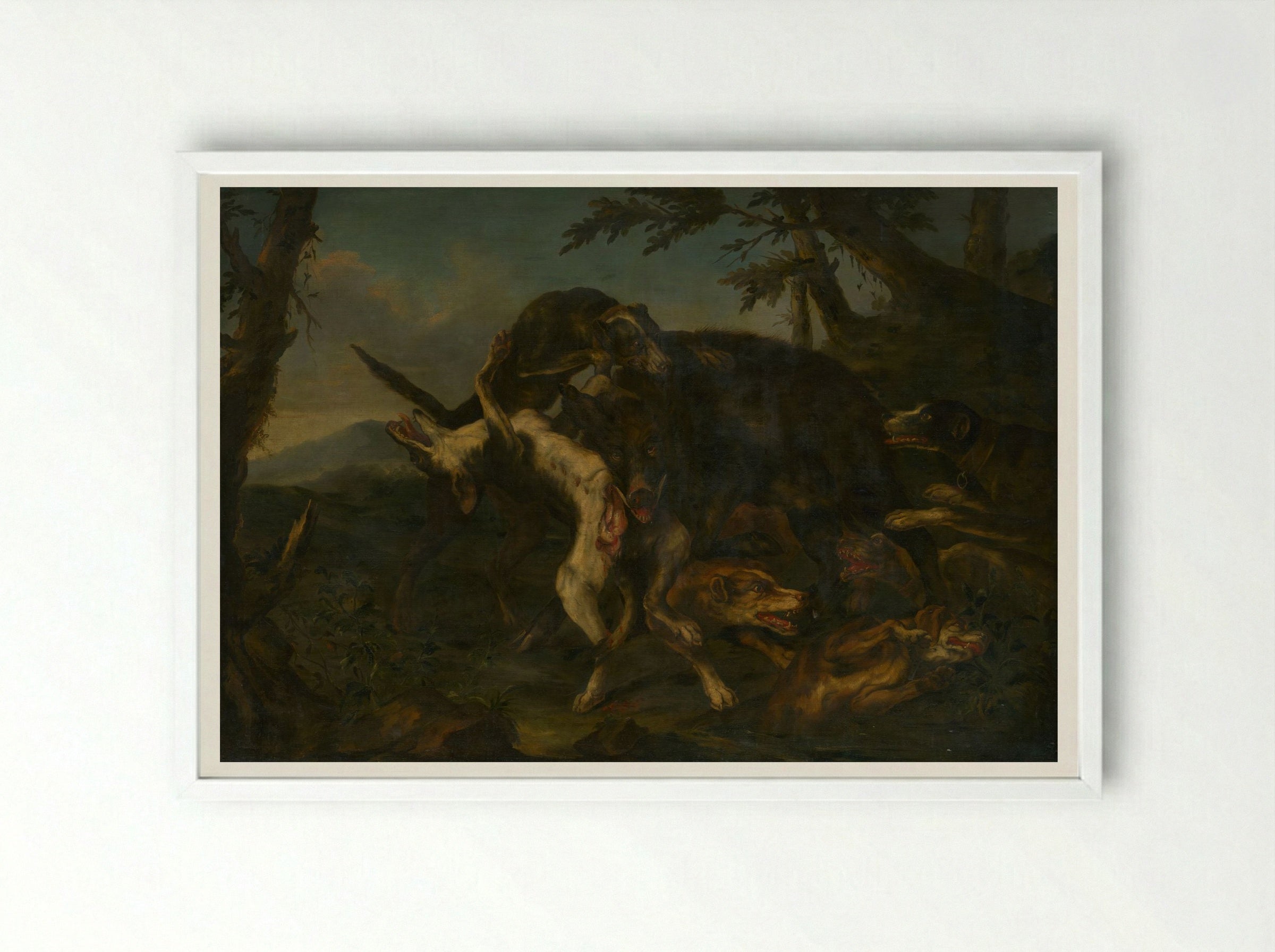 Boar Hunt - Frans Snyders - Framed Print White