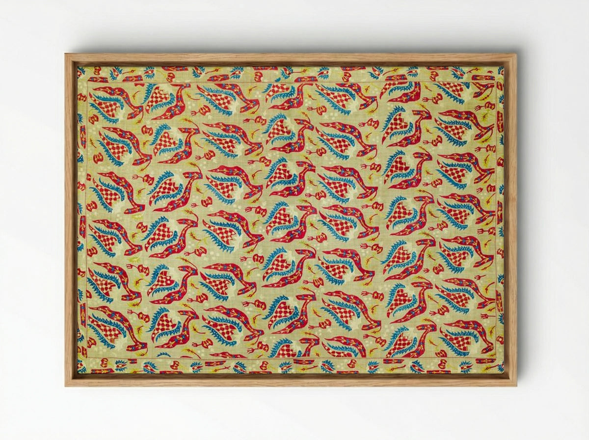 Turkish Bed Cover Pattern with Flowers and Leaves - William Morris - Framed Canvas Wood