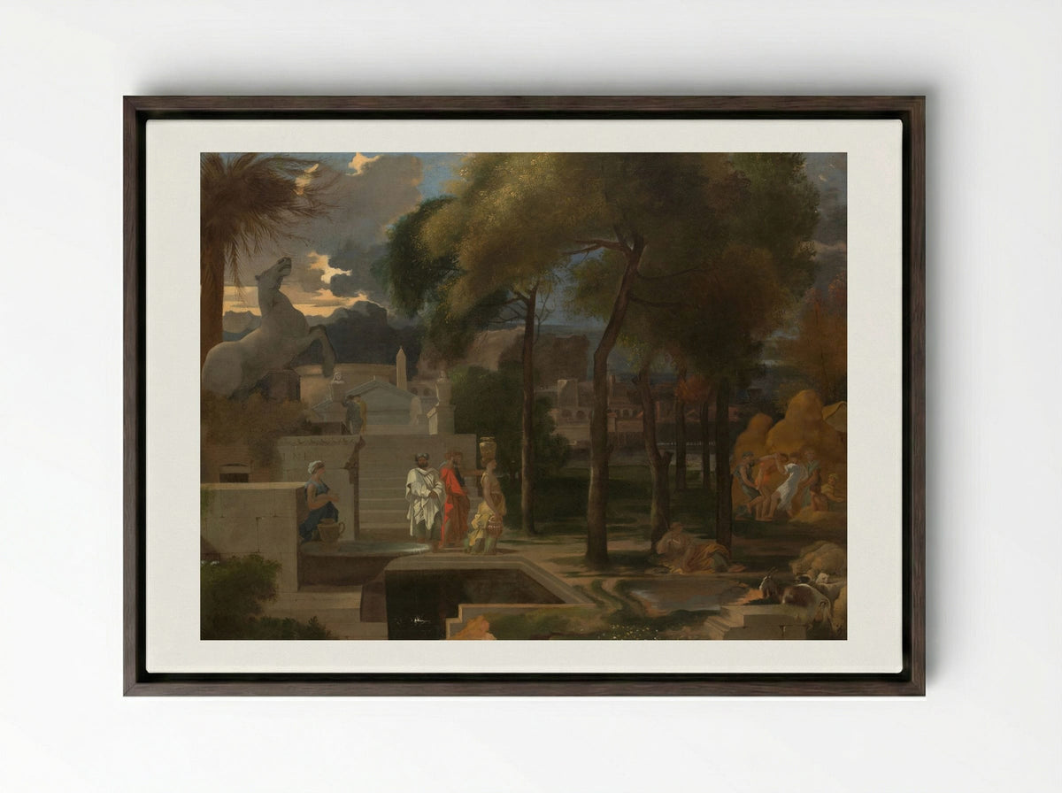 A Classical Landscape - Sébastien Bourdon - Framed Canvas Dark Wood