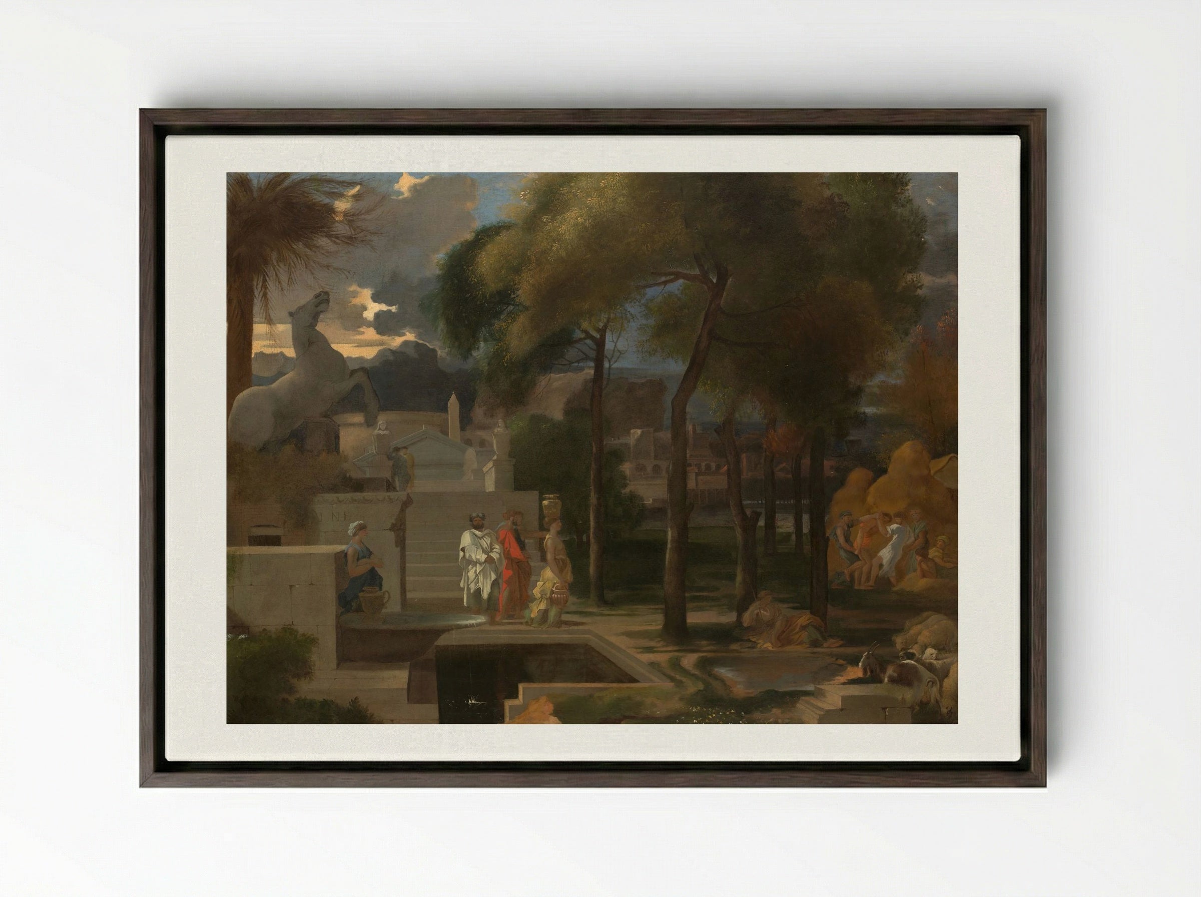 A Classical Landscape - Sébastien Bourdon - Framed Canvas Dark Wood