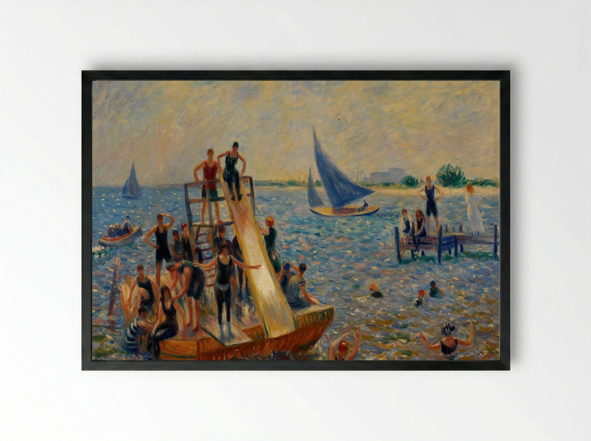The Raft - William James Glackens - Framed Print Black