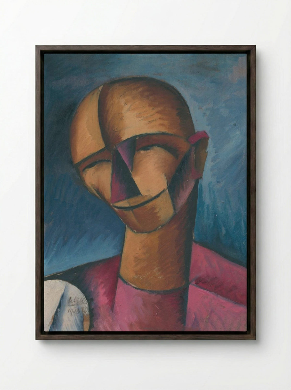 A Man's Head - Schiller Geyser - Framed Canvas Dark Wood